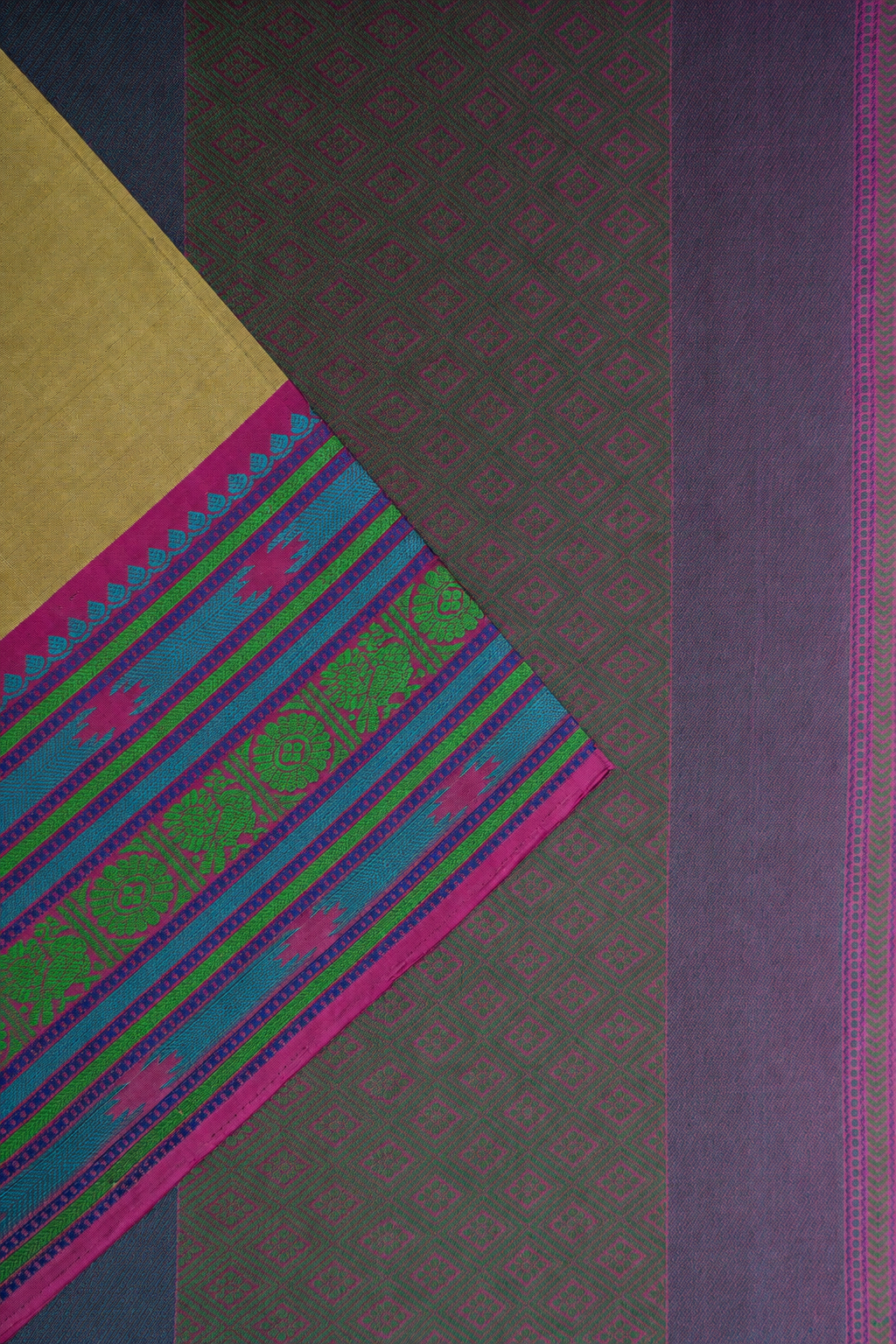 Dark Beige Kanjivaram Silk Saree with Multicolour Thread Work Border
