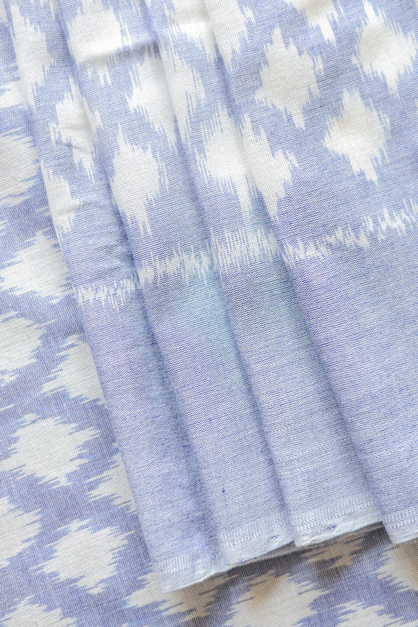 Light Blue and White Ikat Cotton with Plain Border Saree