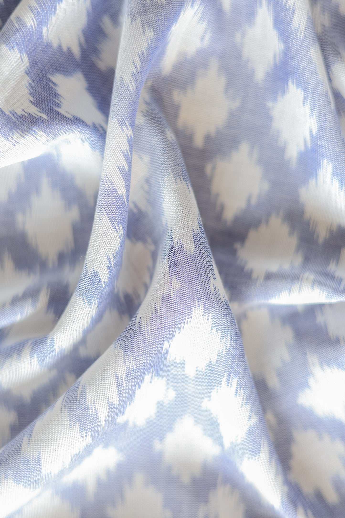 Light Blue and White Ikat Cotton with Plain Border Saree