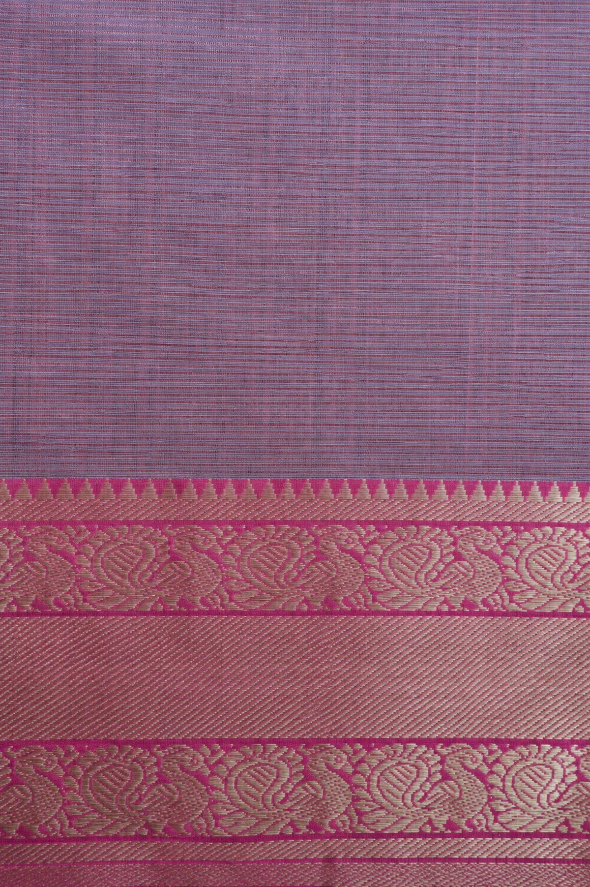 Sky Blue Mangalagiri Silk Cotton with Dusty Pink and Silver Zari Border Saree