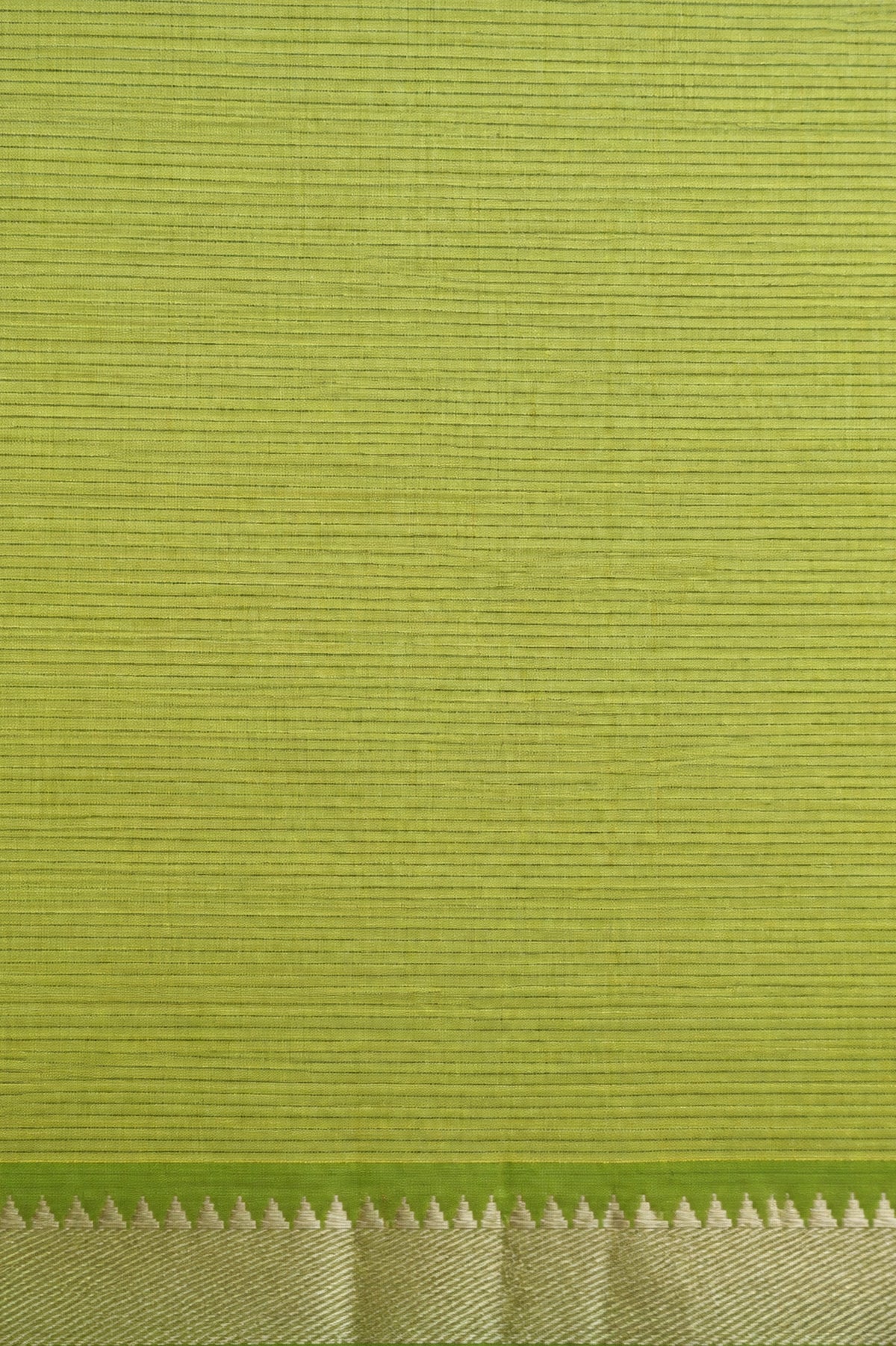 Light Yellow Mangalagiri Silk Cotton with Tender Green and Silver Zari Border Saree