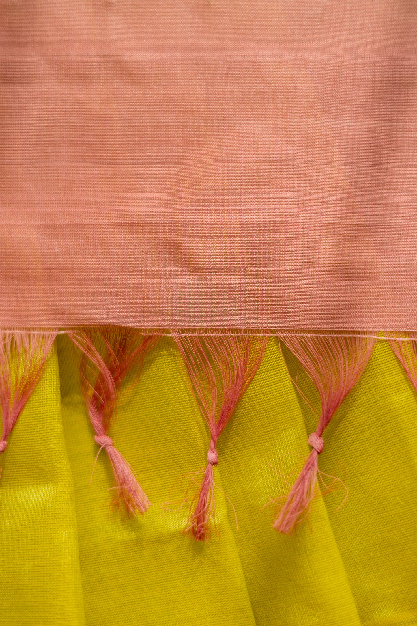 Lime Green Silk Cotton with Pink Border Saree