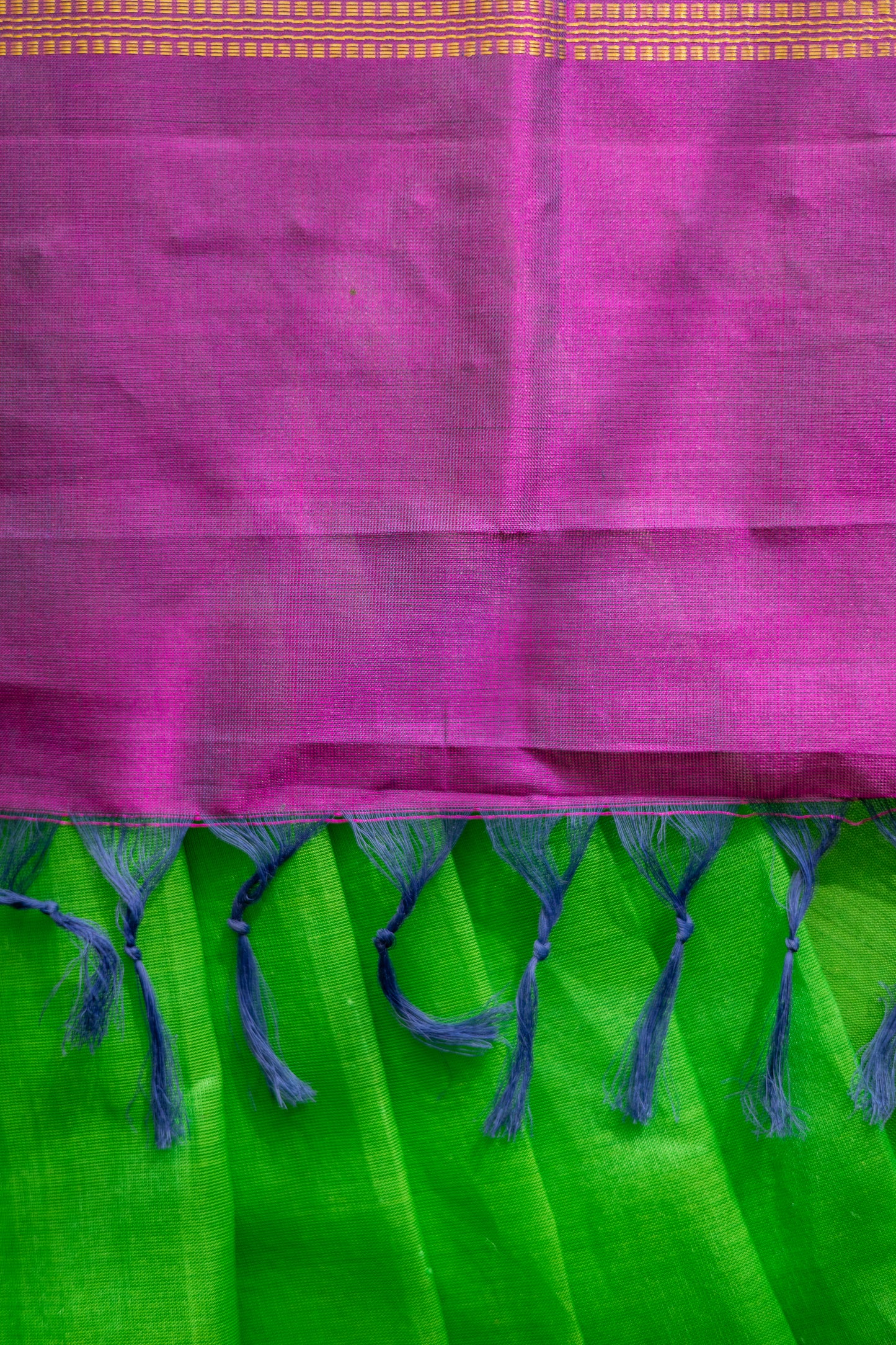 Green Silk Cotton with Traditional Purple Border Saree