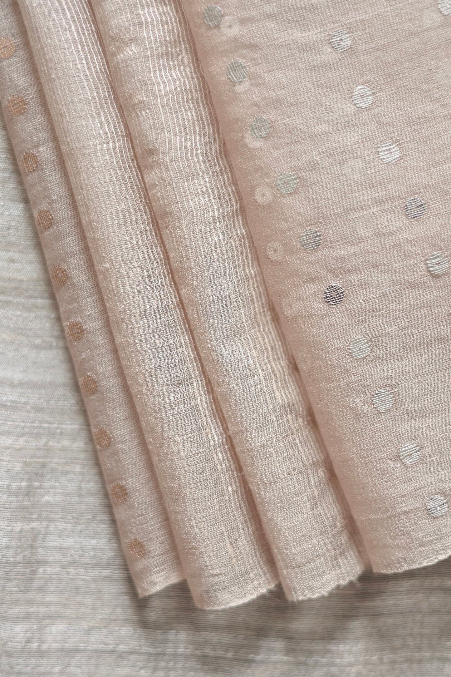 Beige Organza Silk Cotton Saree with Silver & Gold Sequins