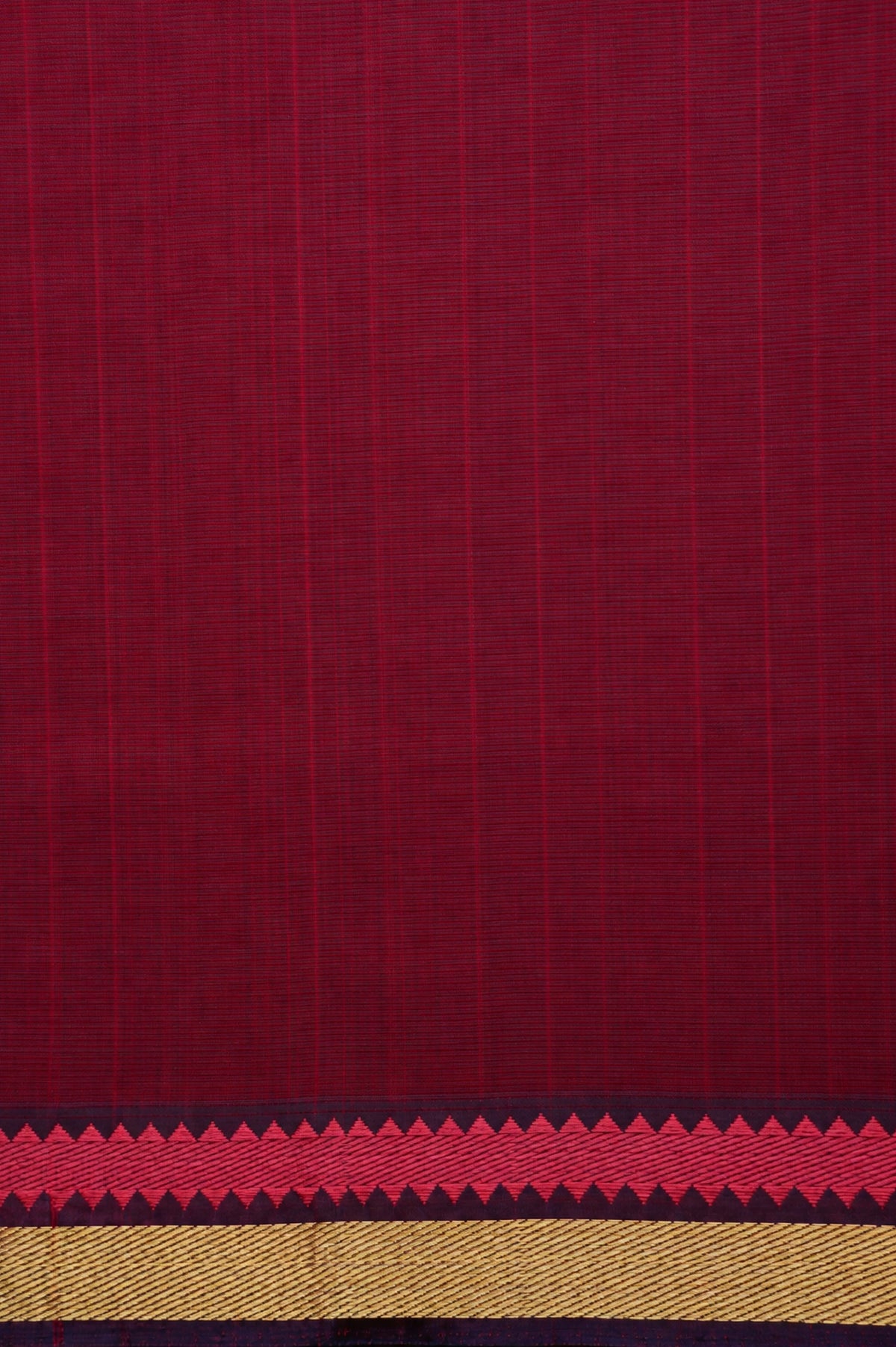 Royal Purple Mangalagiri Silk Cotton Saree with Maroon and Gold Zari Border