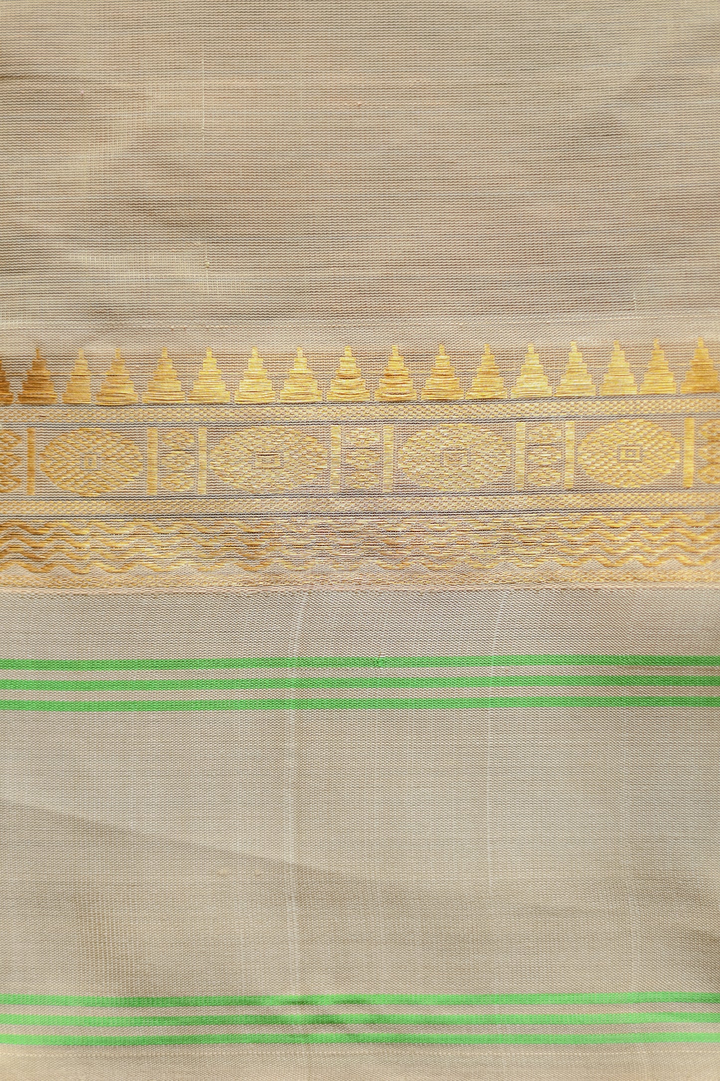 Yellow and Light Brown Border Gadwal Silk Cotton Saree