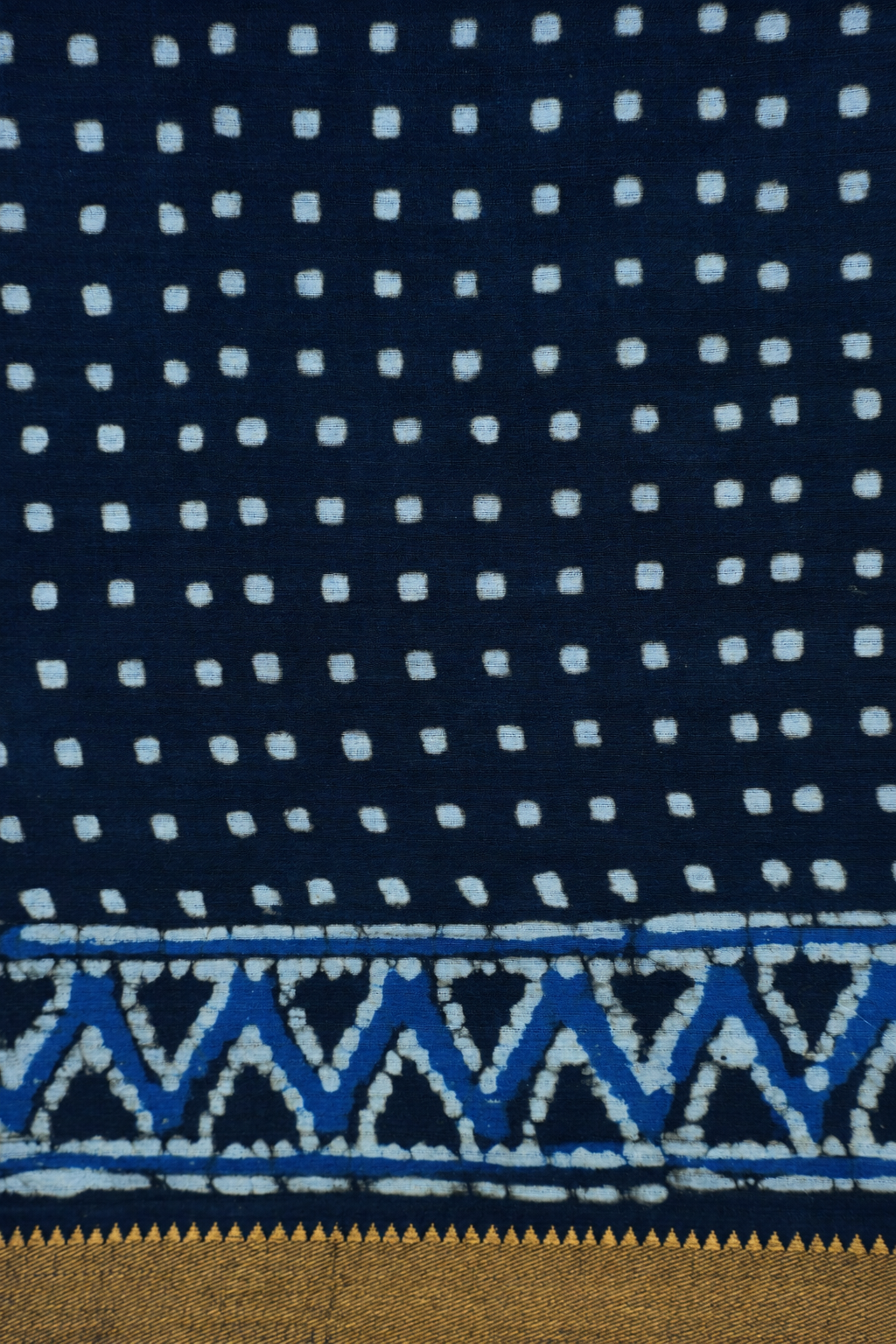 Indigo Blue Mangalagiri Cotton Saree Featuring an All Over Dabu Print