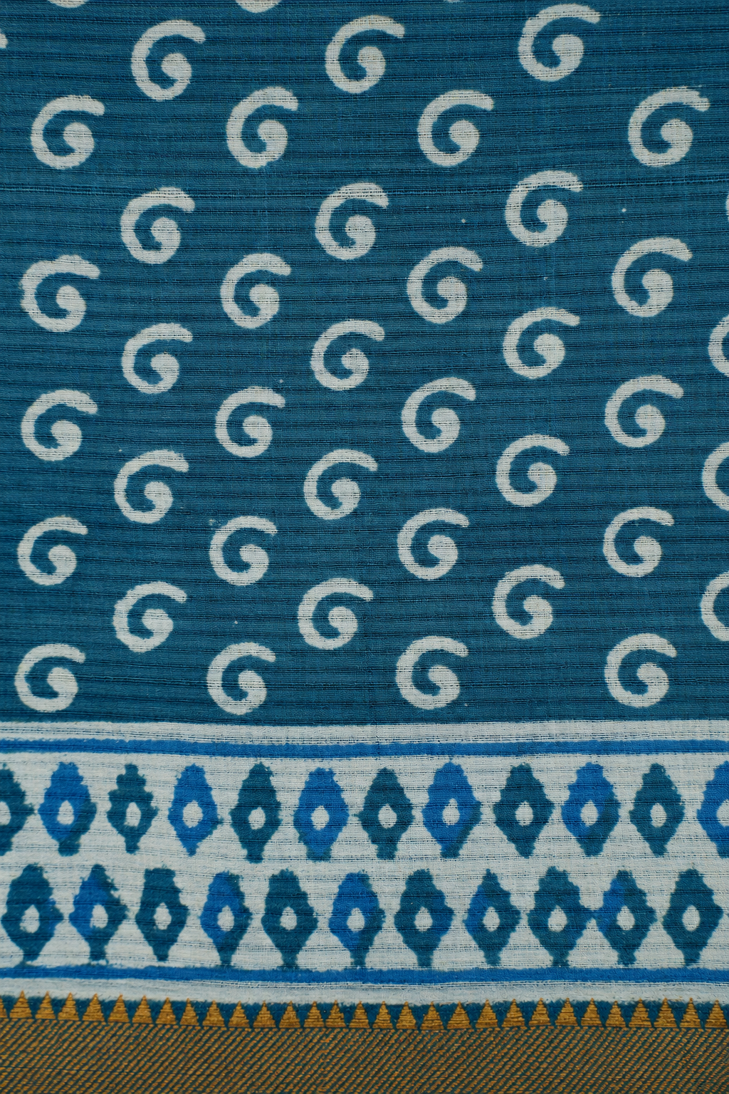 Teal Mangalagiri Cotton Saree Featuring an All Over Dabu Print