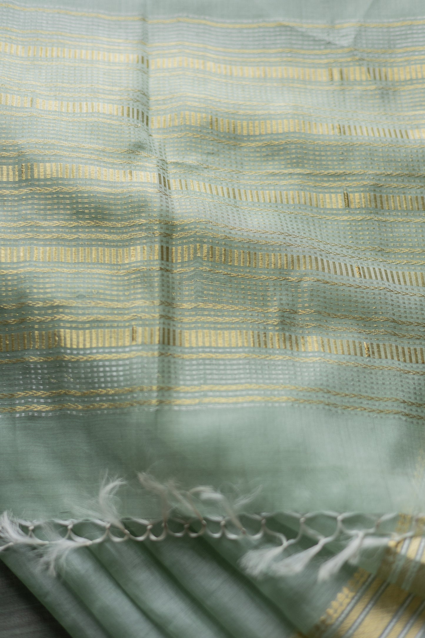 Sea Green Silk Cotton Plain Body Zari Doby Border Saree