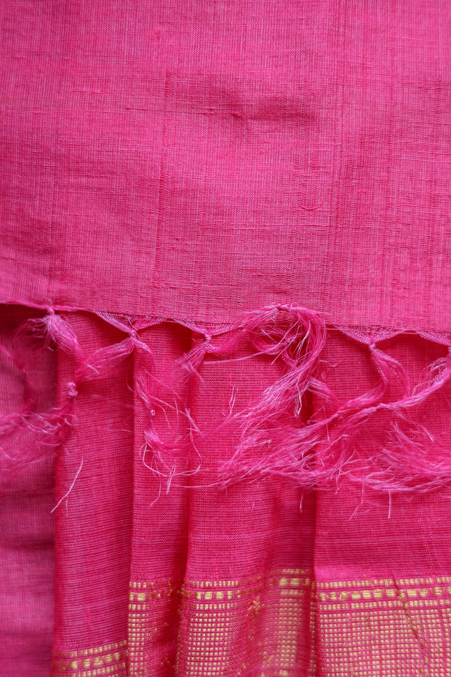 Pink Tussar Linen with Gold Border Saree