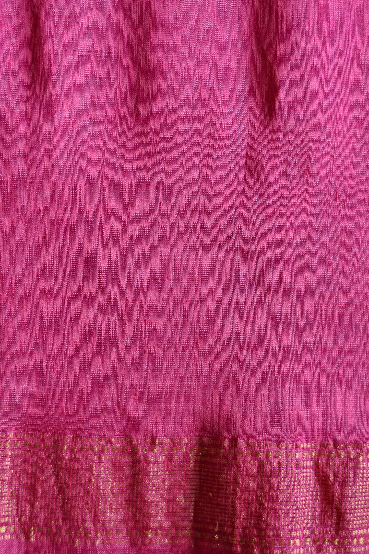 Pink Tussar Linen with Gold Border Saree