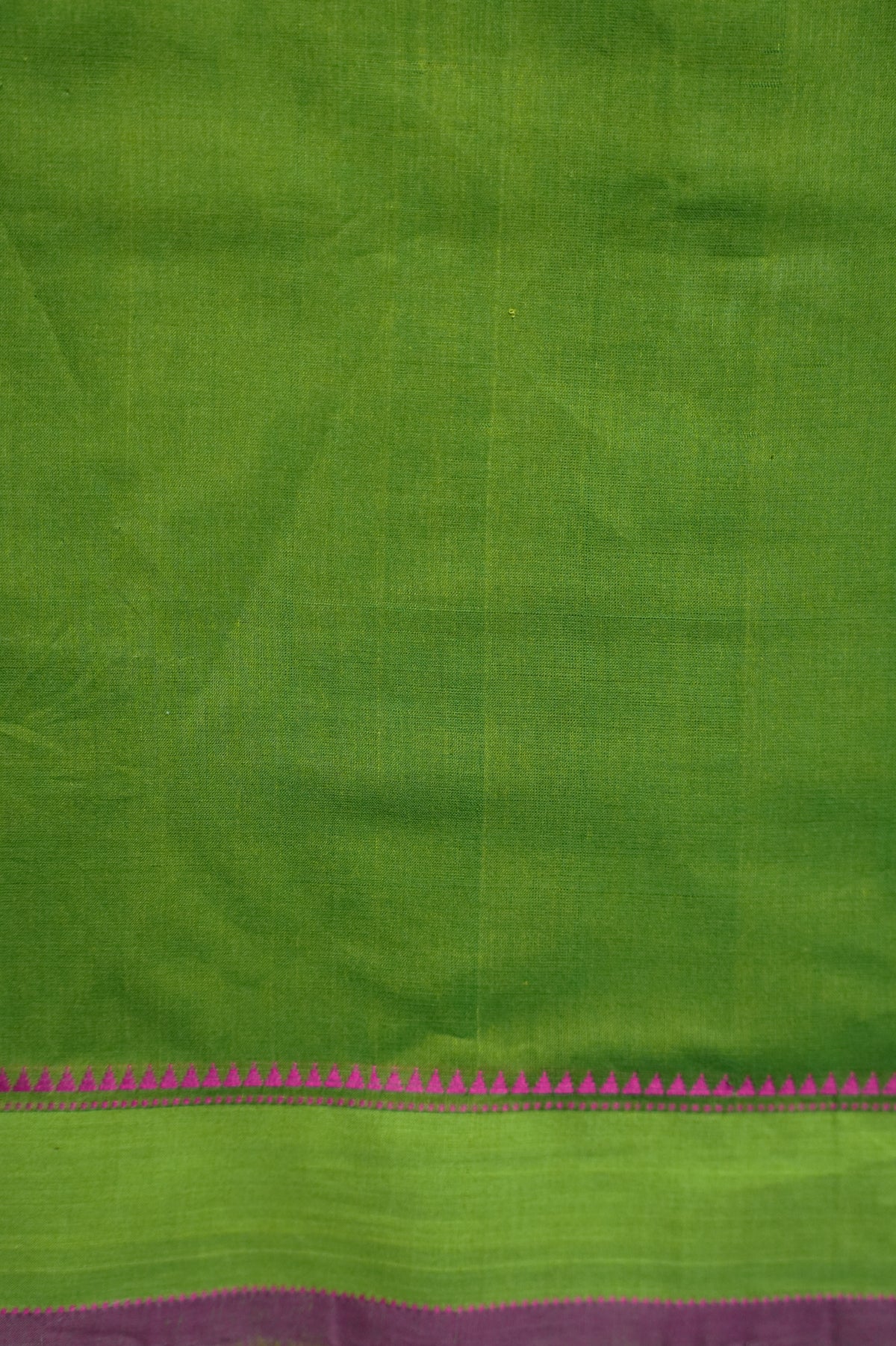 Cream Kanchi Cotton with Green and Pink Border Saree