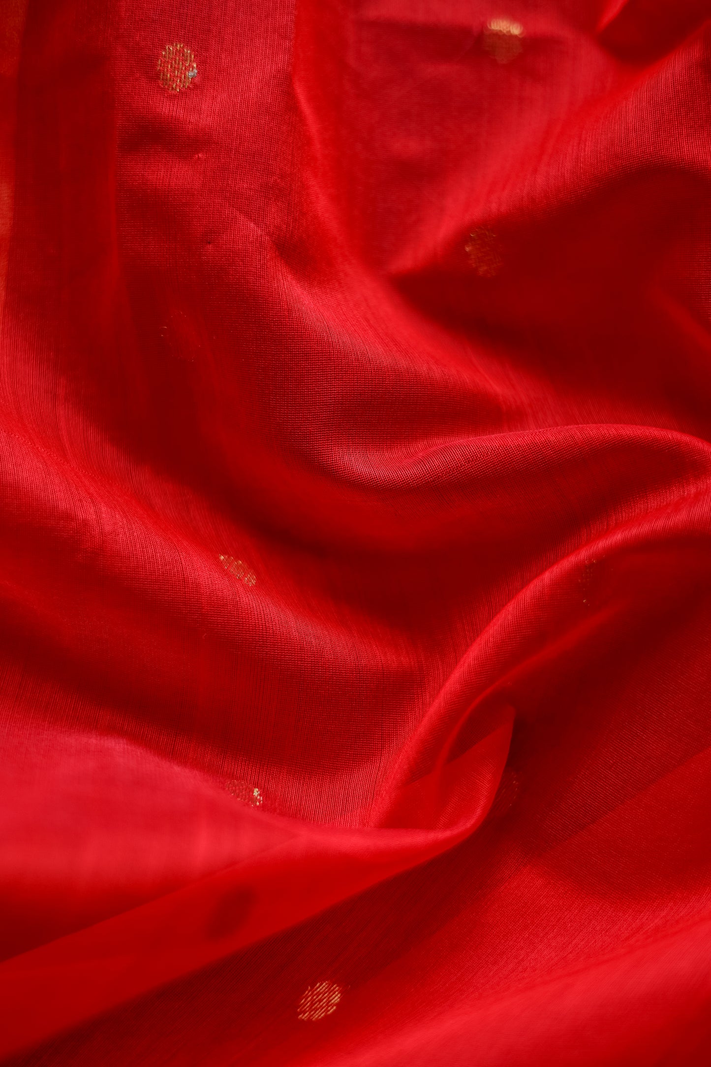 Red Chanderi Silk with Small Round Motif Saree