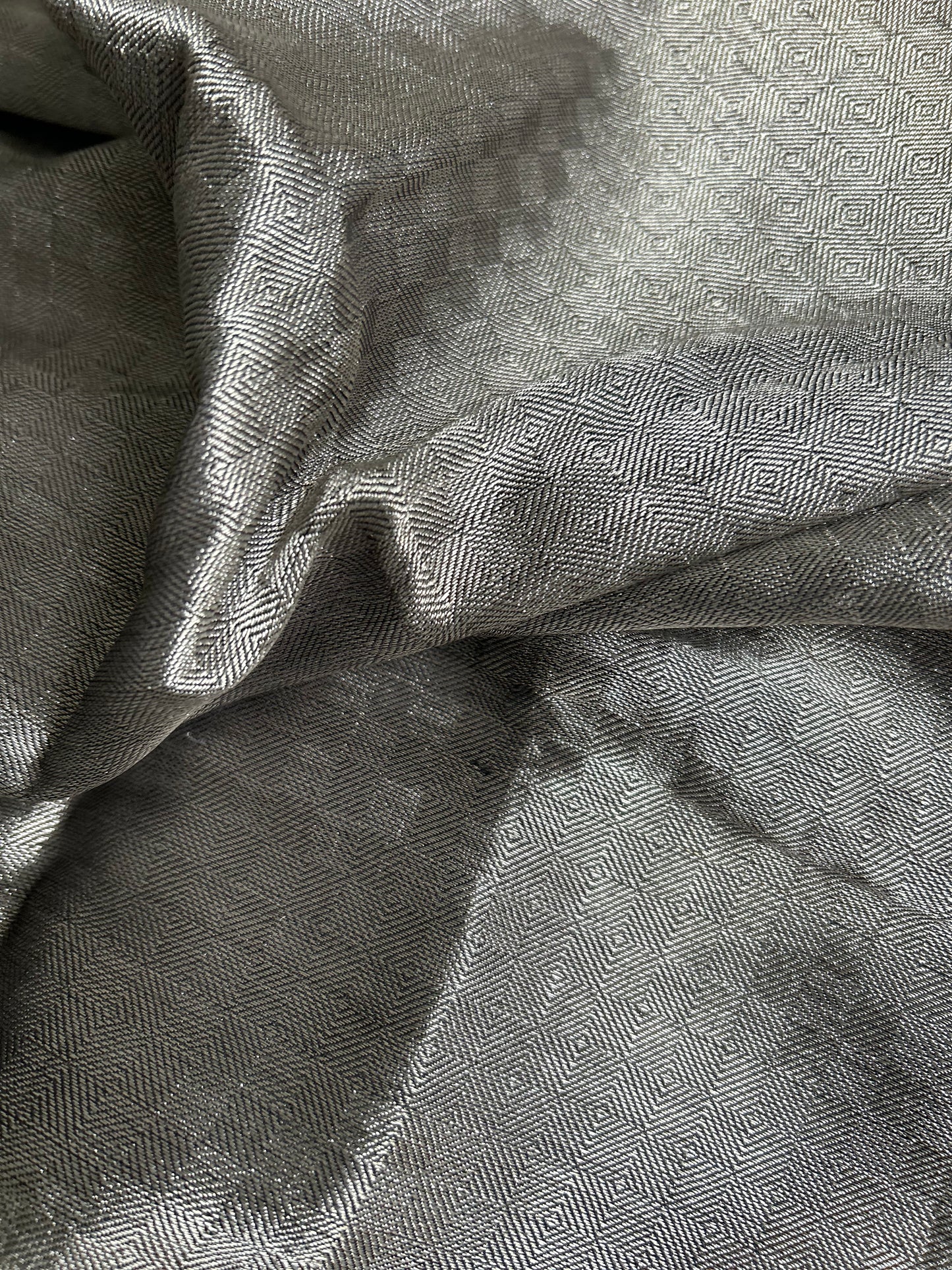 Steel Grey Geometric Tissue Material