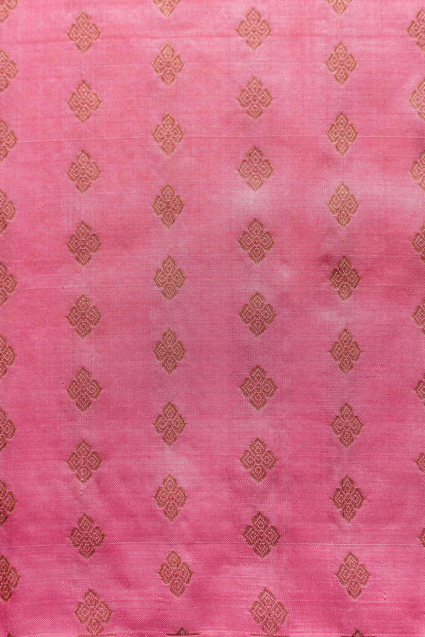 Beige Body with All Over Stripes with Pink Pallu Kanjivaram Silk Saree