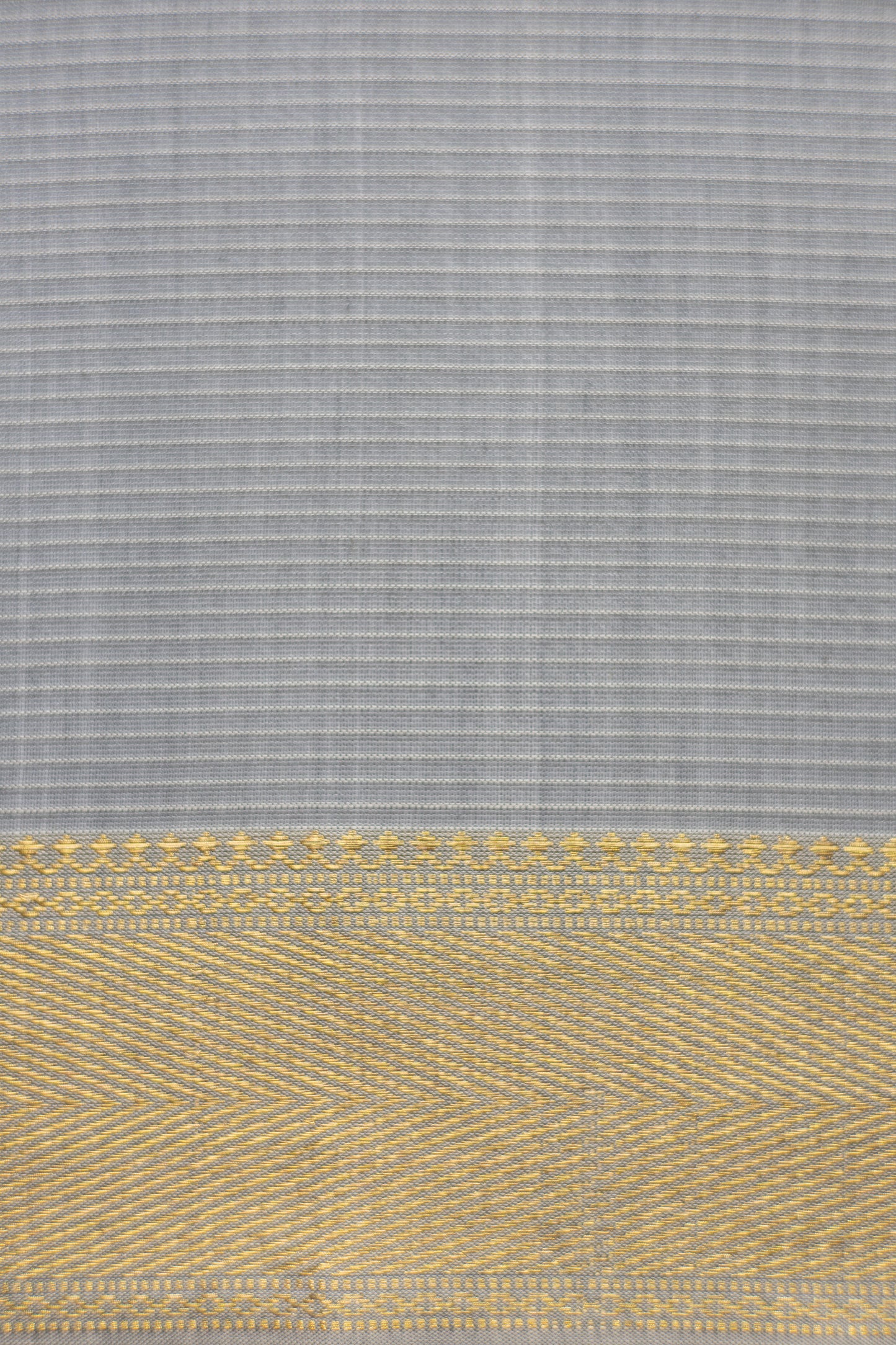 Grey Maheswari Silk Cotton with Gold Border Saree