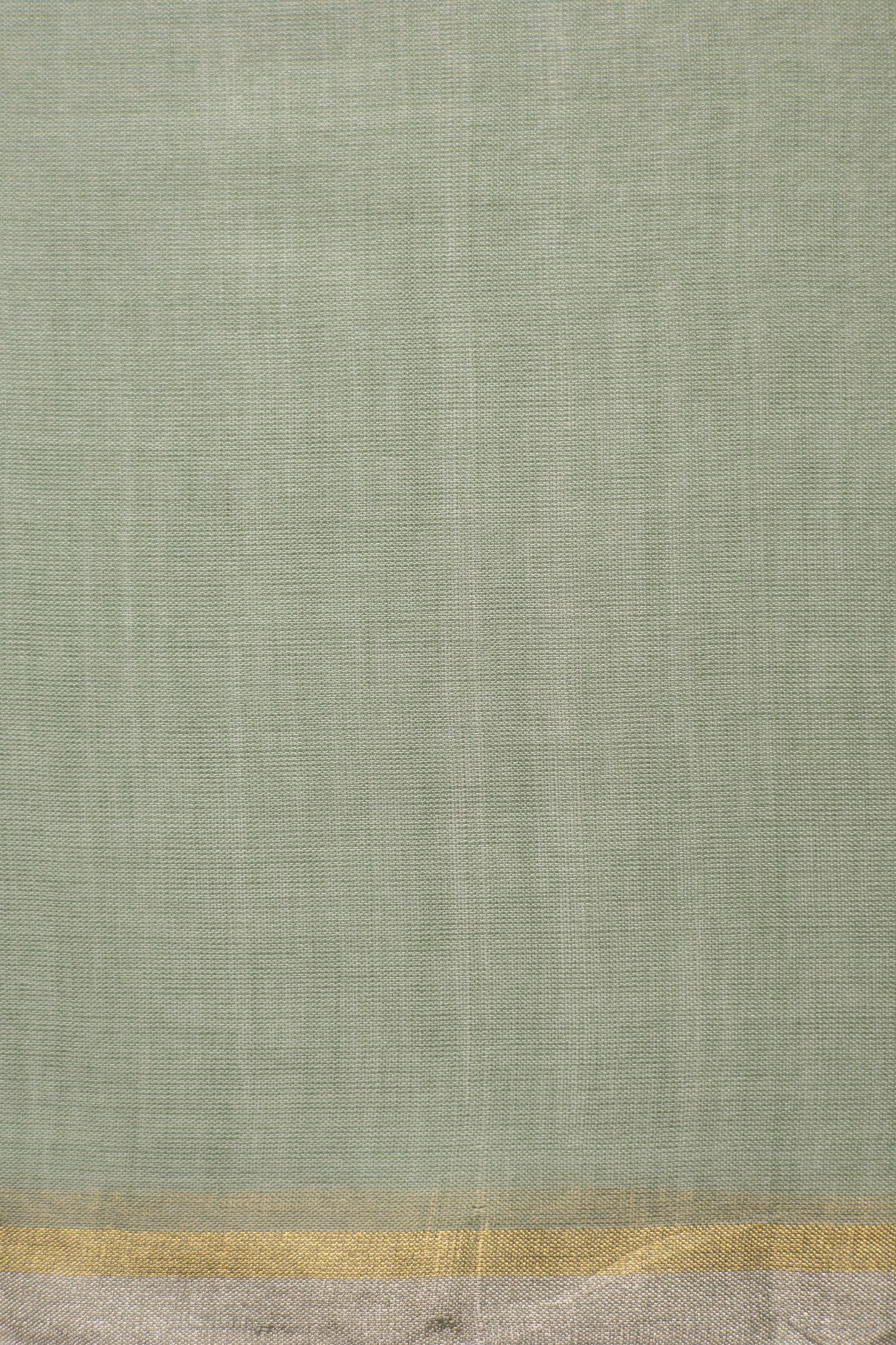 Greyish Green Silk Cotton Autum Leaf Motif Saree