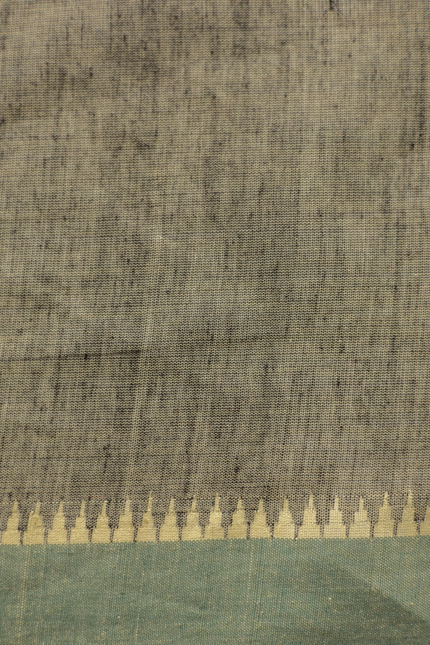 Pale Yellow Mangalagiri Cotton with Dark Green Border and Stripped Pallu Saree