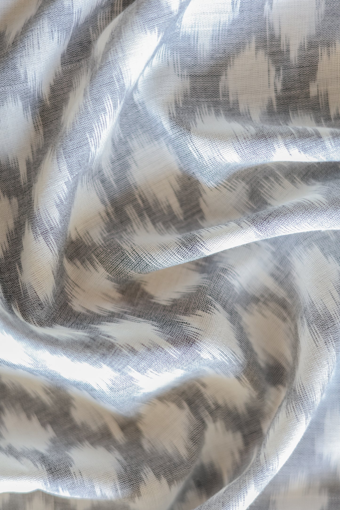 Grey and White Ikat with Black Border Saree