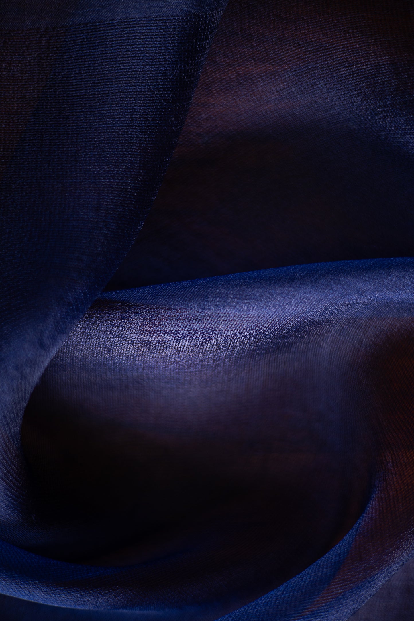 Dark Blue Leno Silk Organza Saree