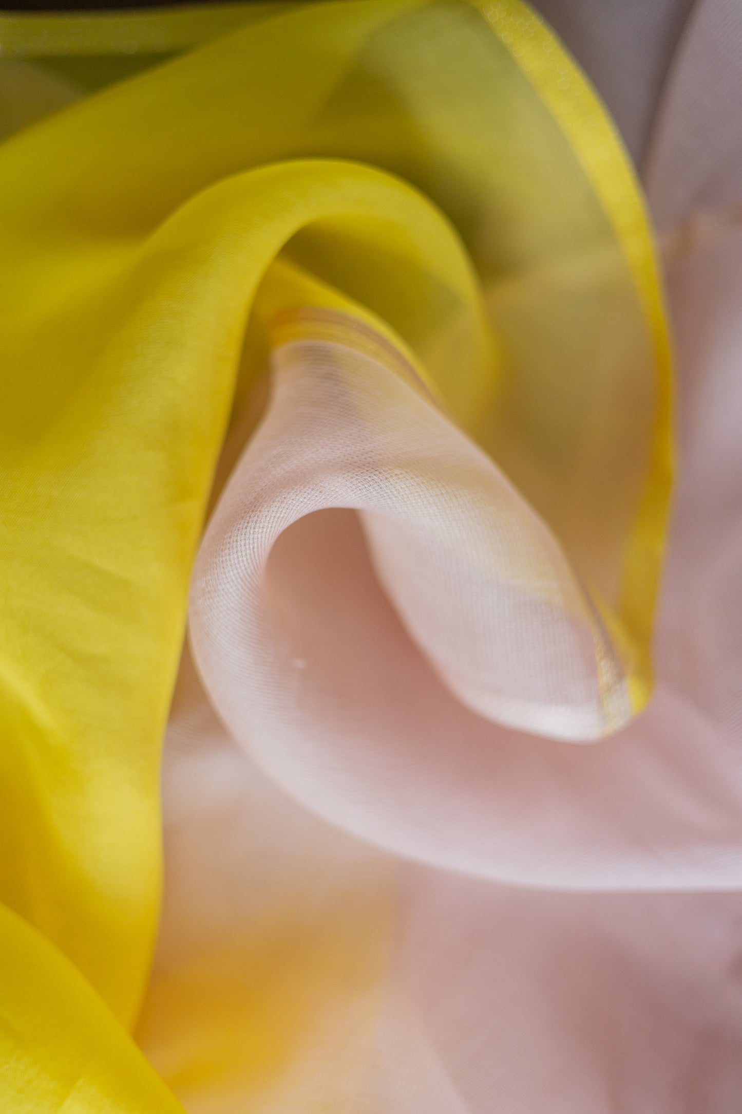 Pink Leno Silk Organza with Yellow Pallu Saree