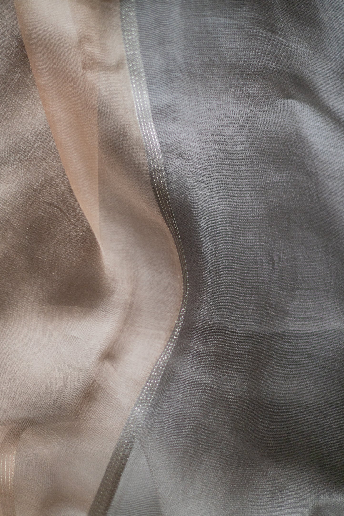 Grey Leno Silk Organza with Brown Pallu Saree