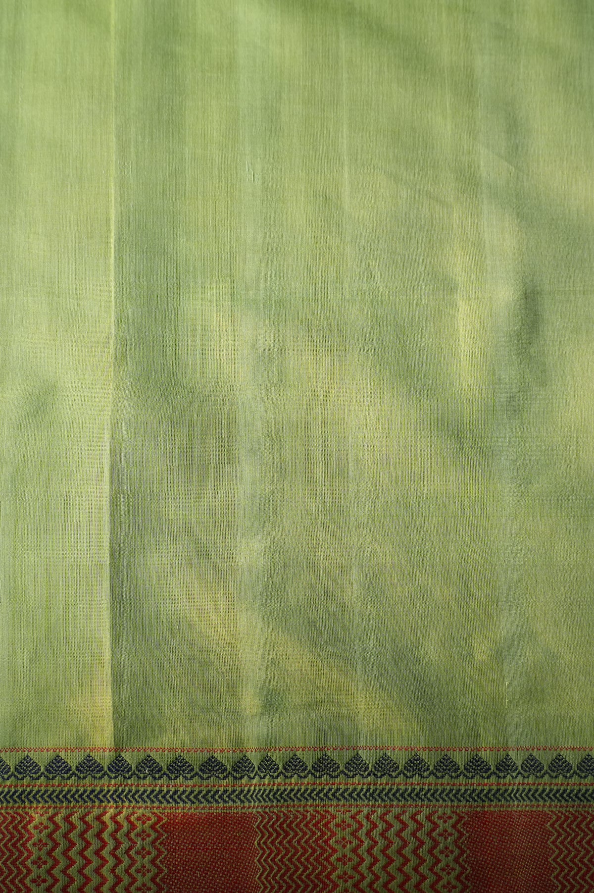 Light Green Kanchi Cotton With Deep Pink And Blue Border Saree