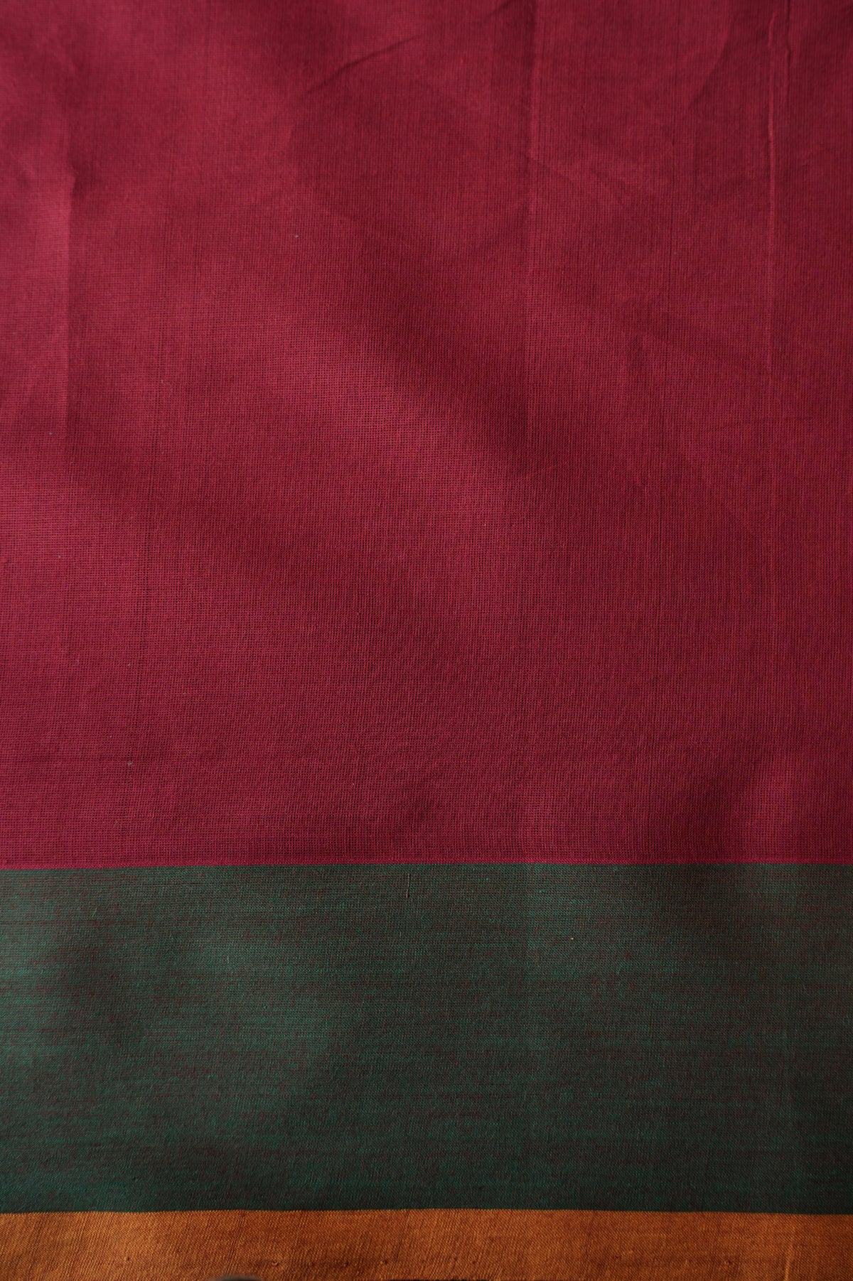 Muted Green ,Orange and Red striped Kanchi Cotton Saree