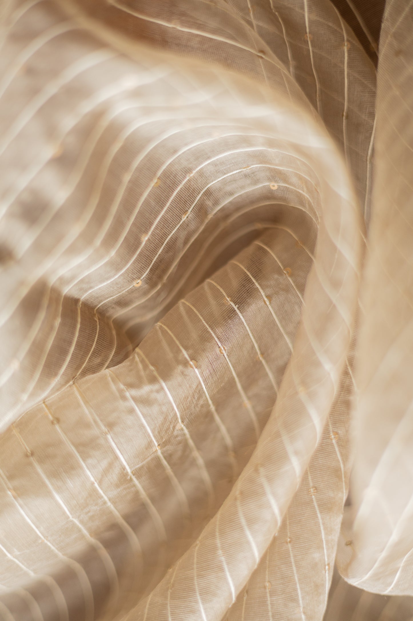 Light Brown Organza Silk Cotton and Sequins Woven Saree