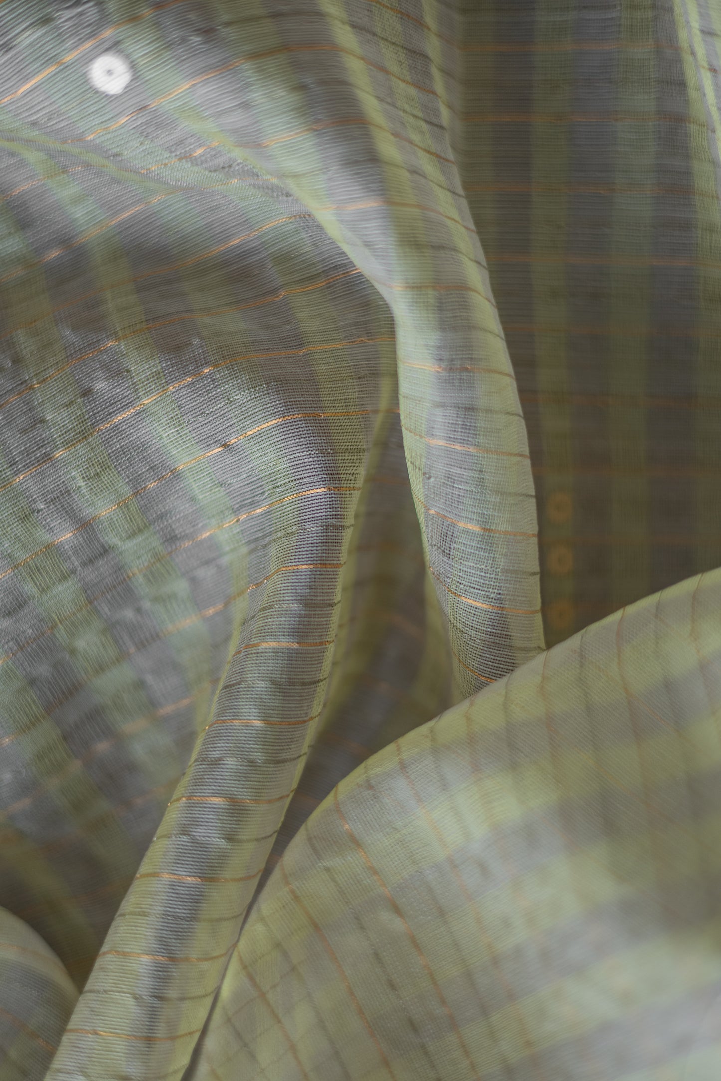 Light Yellow Organza Silk Cotton with Patterned Sequins Saree