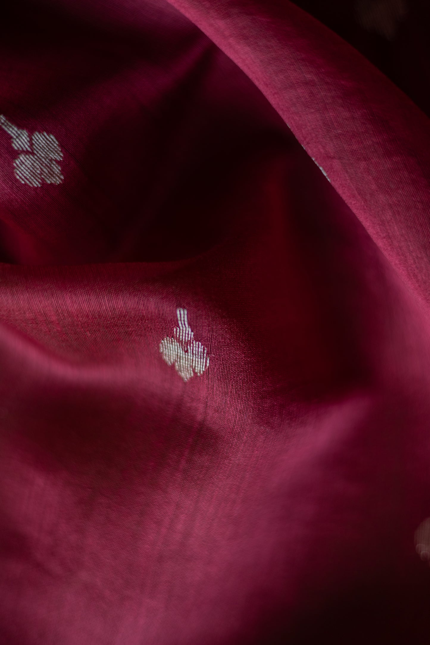 Maroon Organza Tissue with Silver Motif and Border Saree