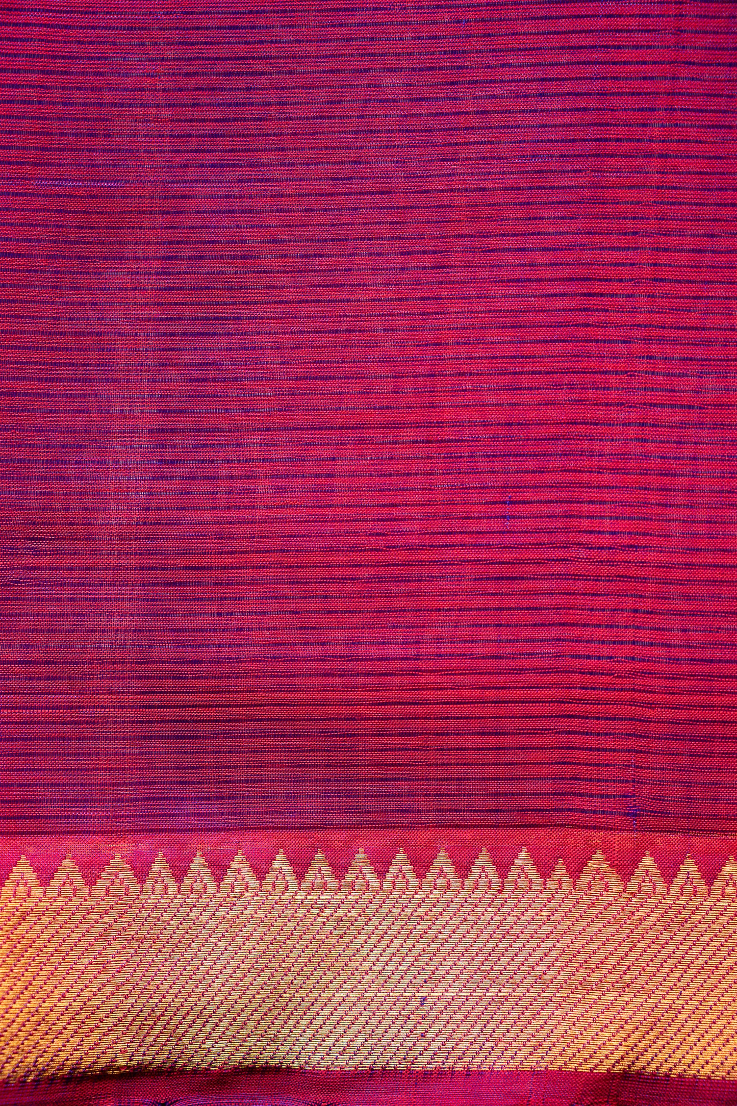 Electric Purple Mangalgiri Silk Cotton Saree with Gold Zari Striped Pallu and Border