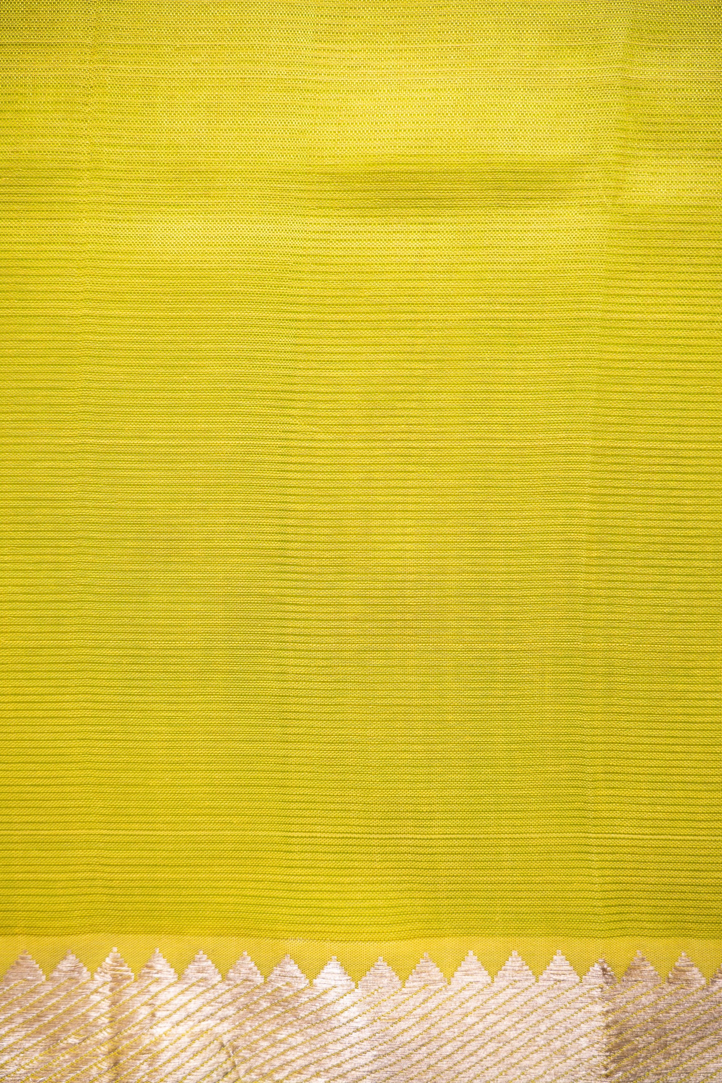 Lemon Mangalgiri Silk Cotton Saree with Silver Zari Striped Pallu and Border