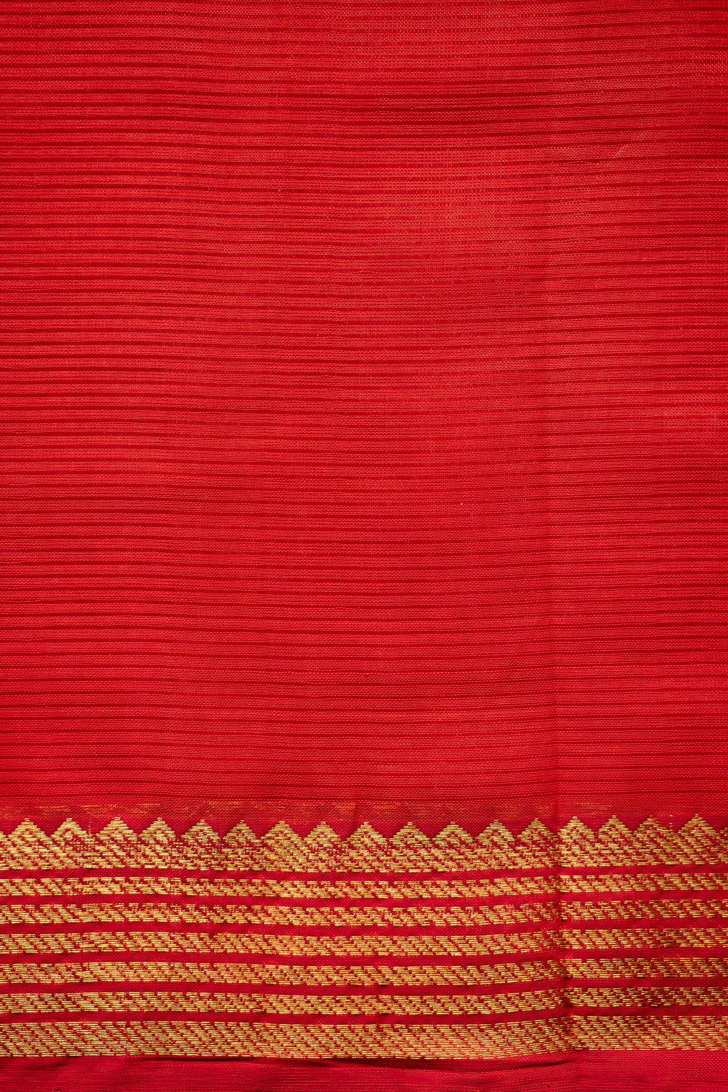 Bright Orange Plain Mangalagiri Silk Cotton with Zari Border Saree