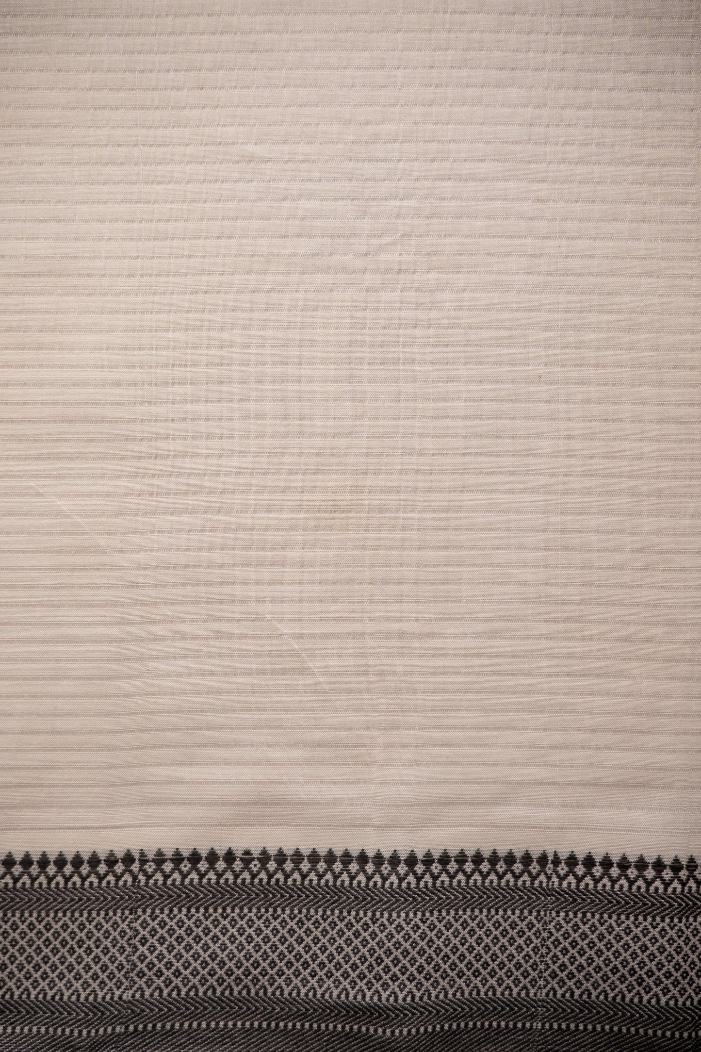 Off White Plain Mangalagiri Cotton with Black Border Saree