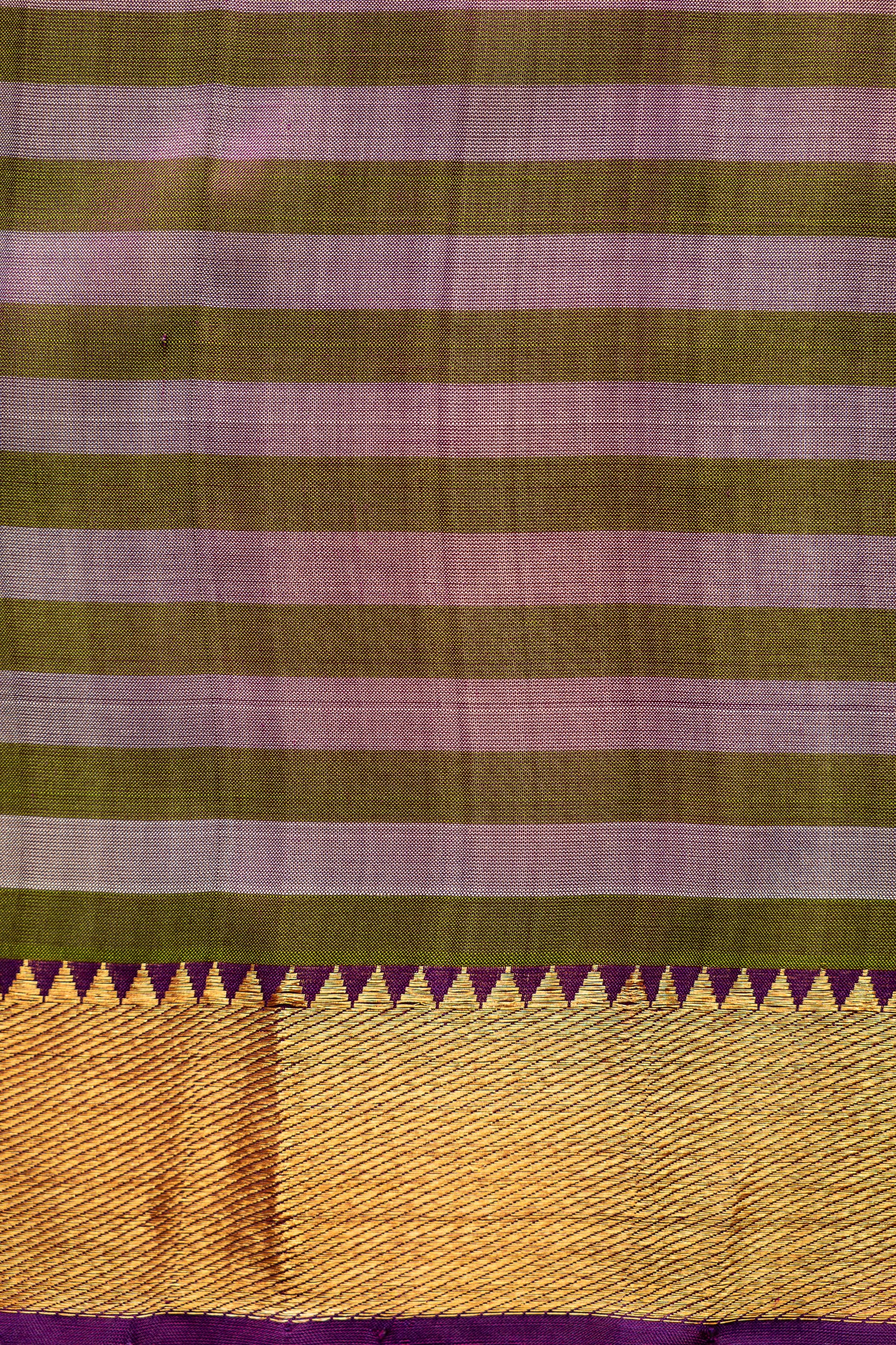Green and White Check Mangalagiri Silk with Zari Border Saree