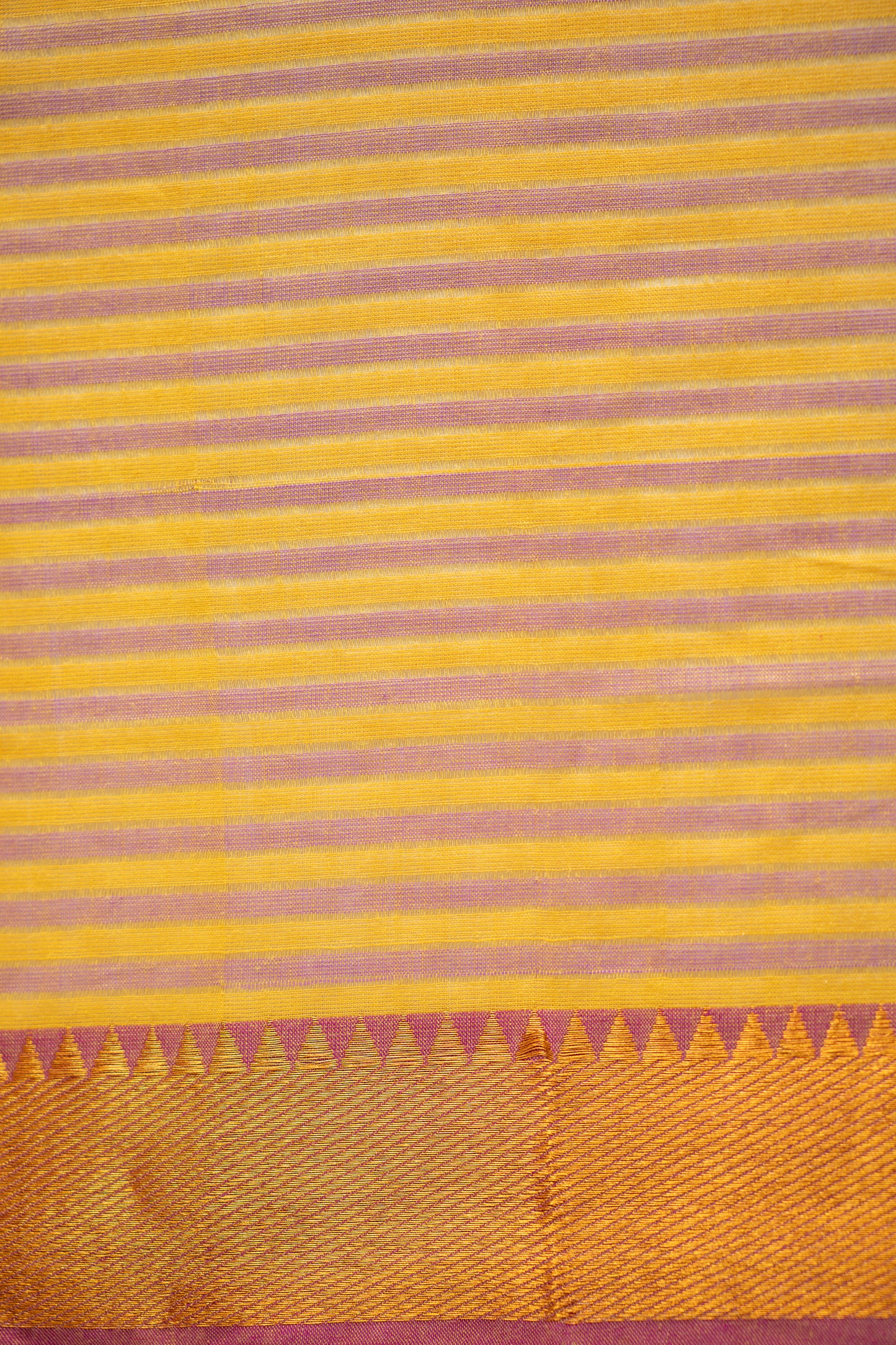 Yellow Micro Check Mangalagiri Cotton with Pink Border Saree