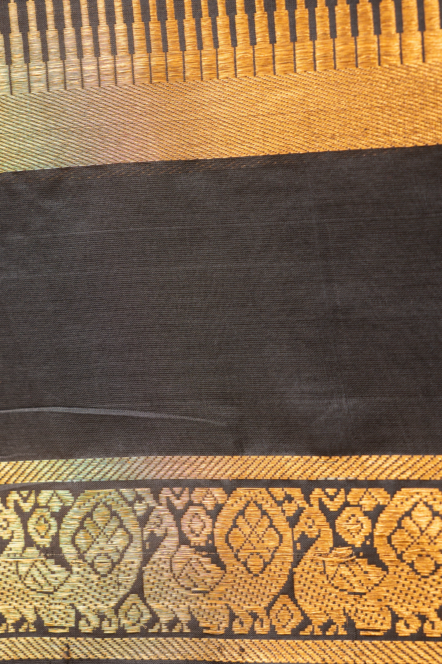 Black Plain Mangalagiri Silk Cotton with Zari Border Saree
