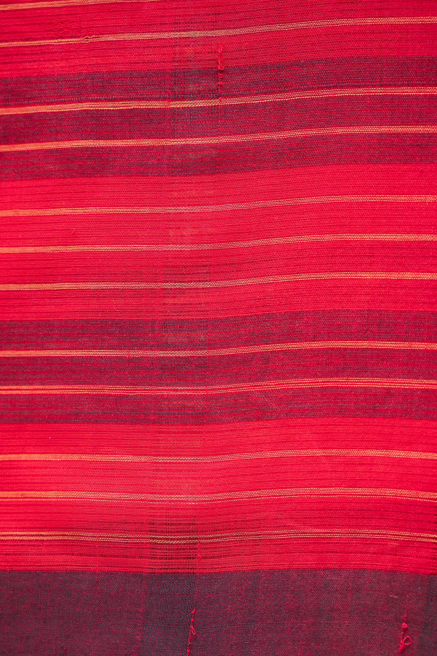 Plain Black Mangalagiri Cotton with Striped Border and Pallu Saree