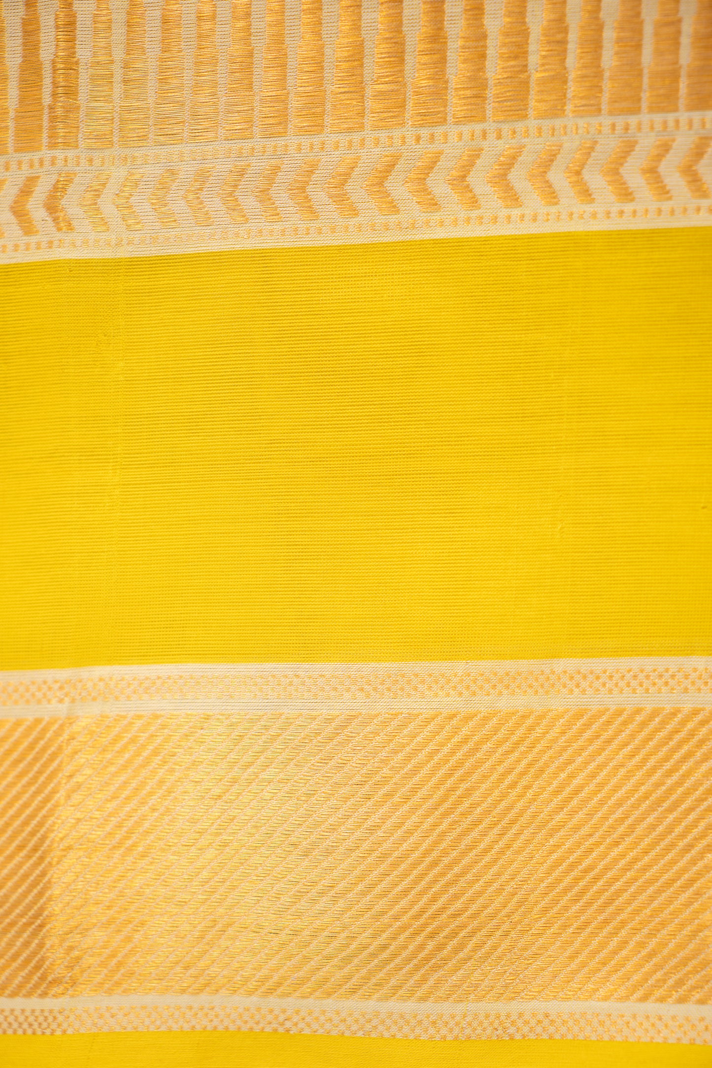 White and Yellow Plain Mangalagiri Silk Cotton with Zari Border Saree