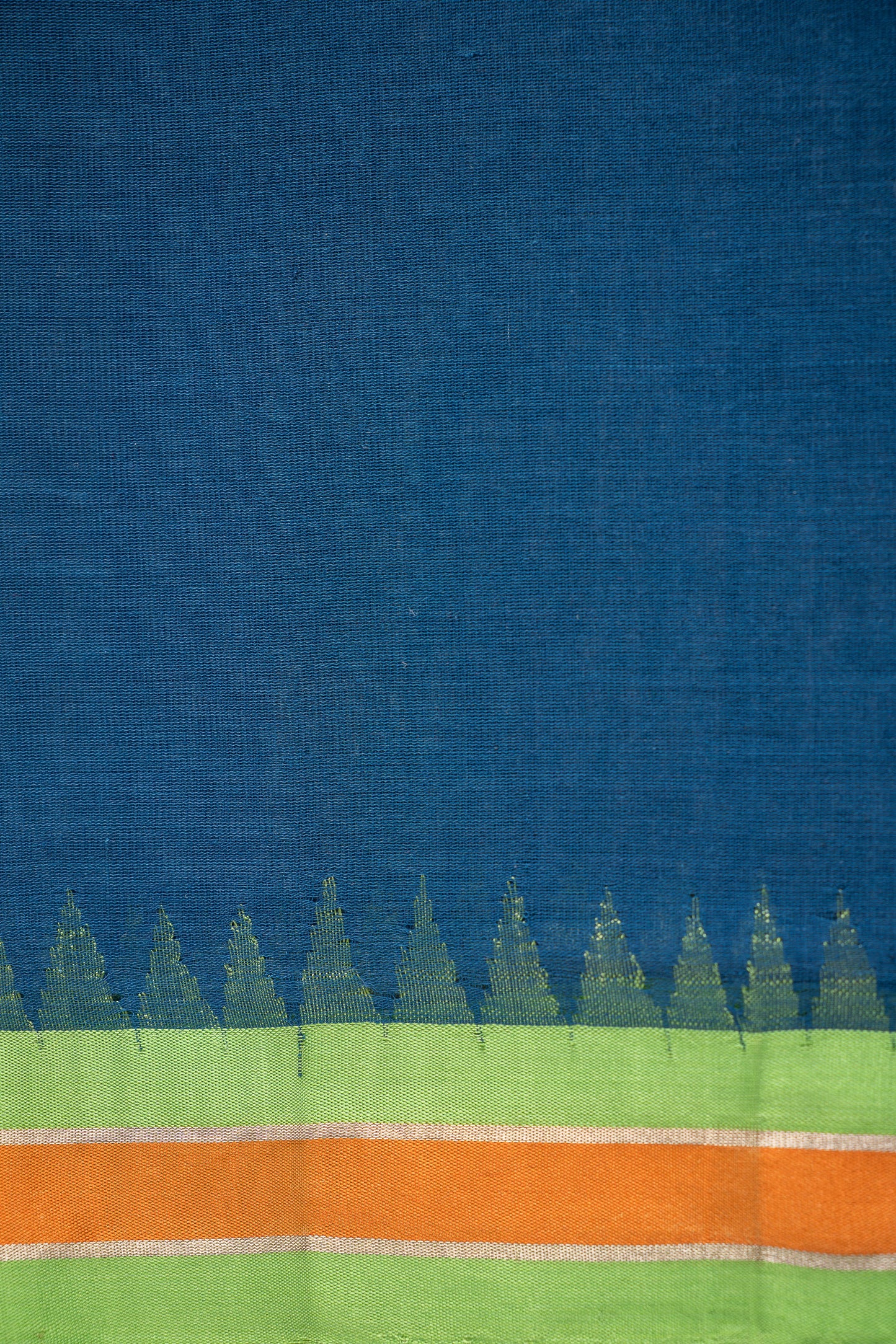 Steel Blue Cotton with Silk Contrast Border Saree