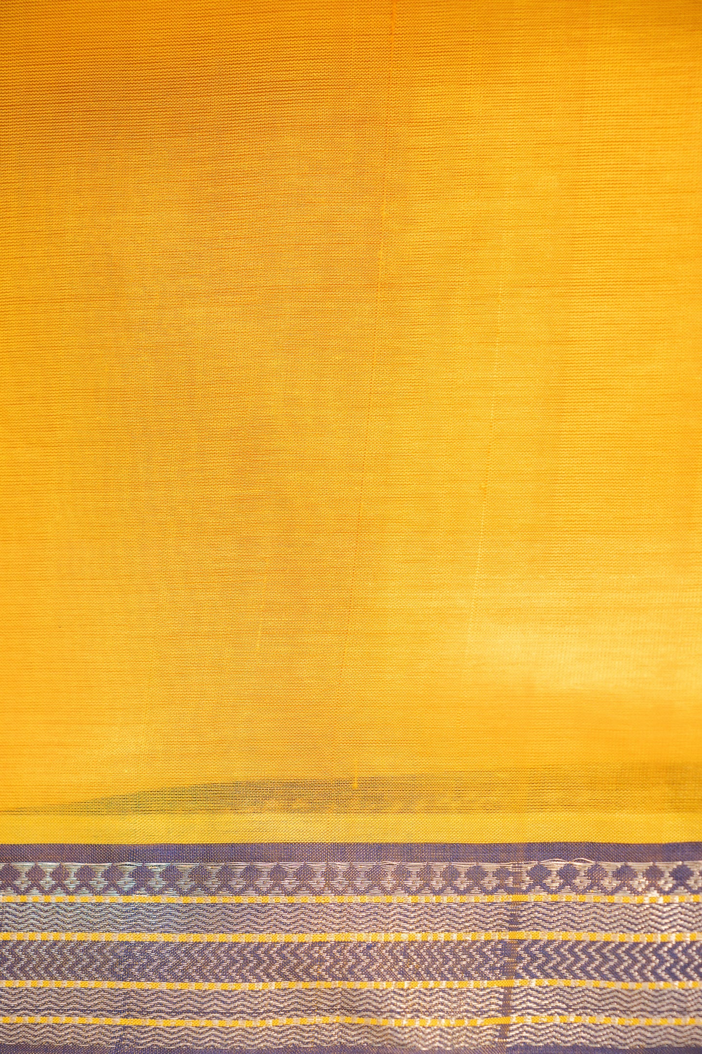 Sunflower Yellow Mangalagiri Silk Cotton with Grey Zari Border Saree