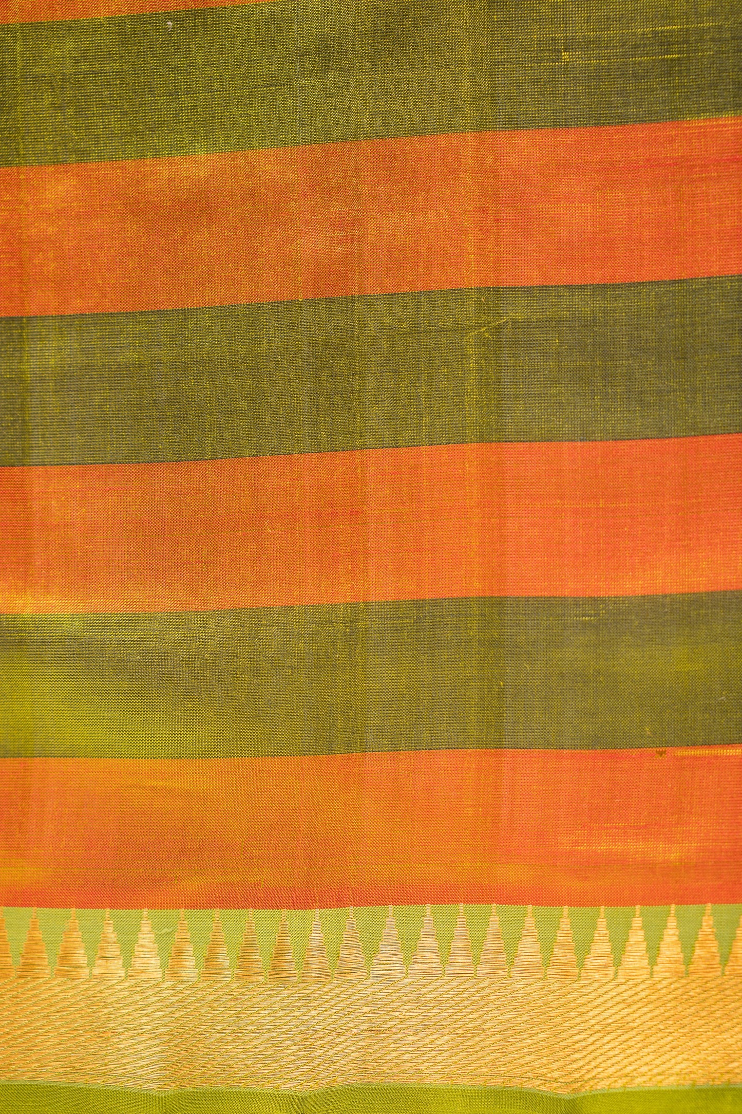 Red and Black Checked Mangalagiri Silk with Gold Zari Pallu Saree