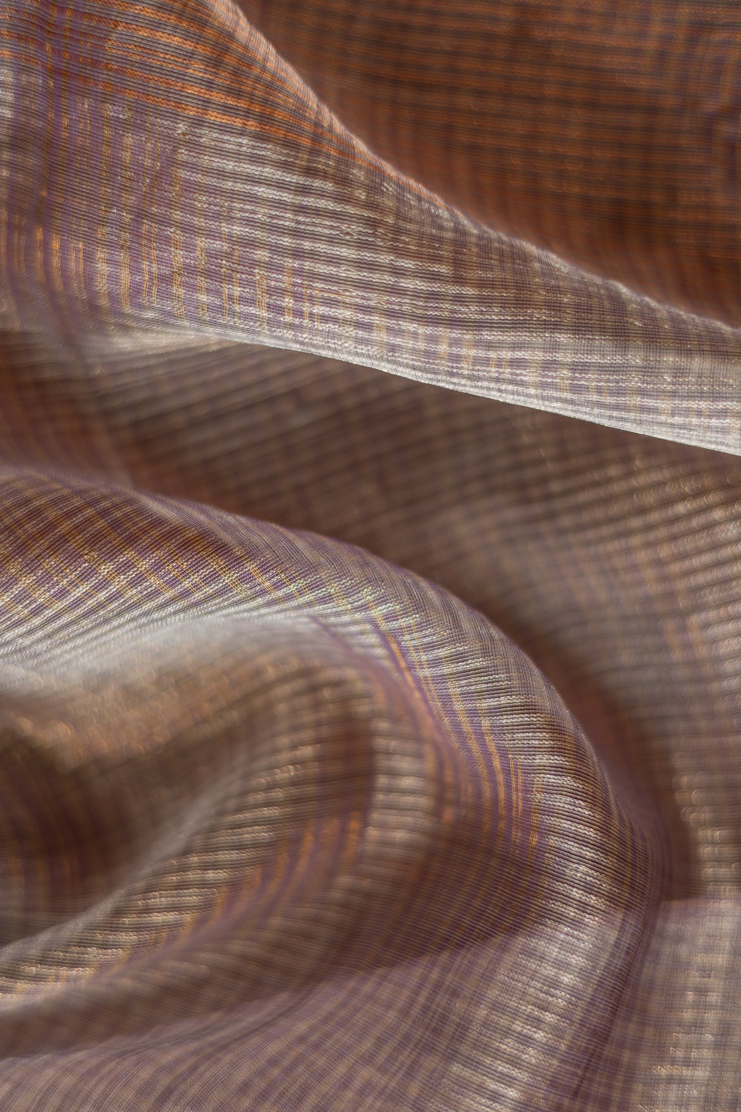Light Purple Silk Cotton All Over Stripes and Checks Saree
