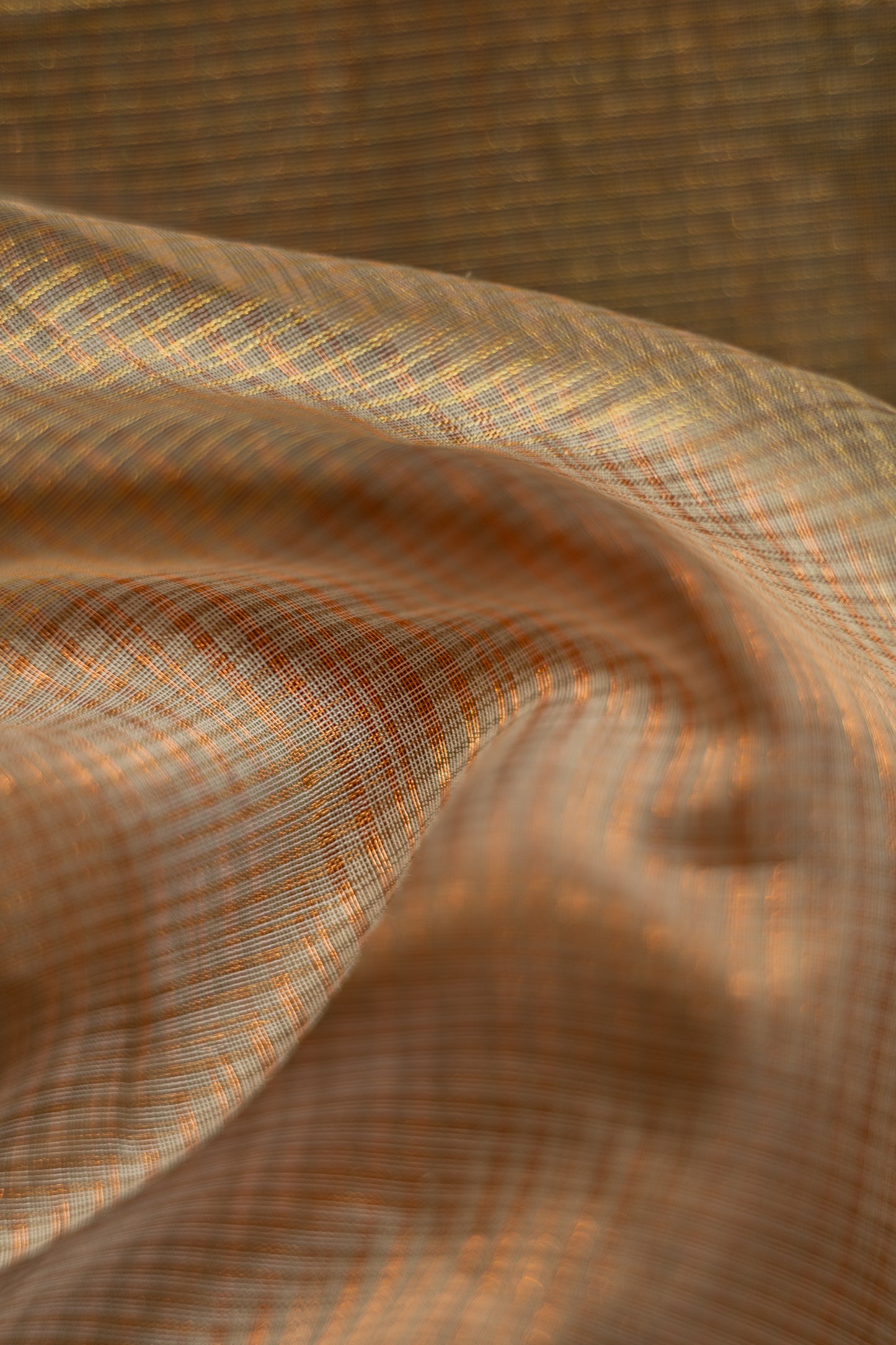 Olive Silk Cotton All Over Stripes and Checks Saree