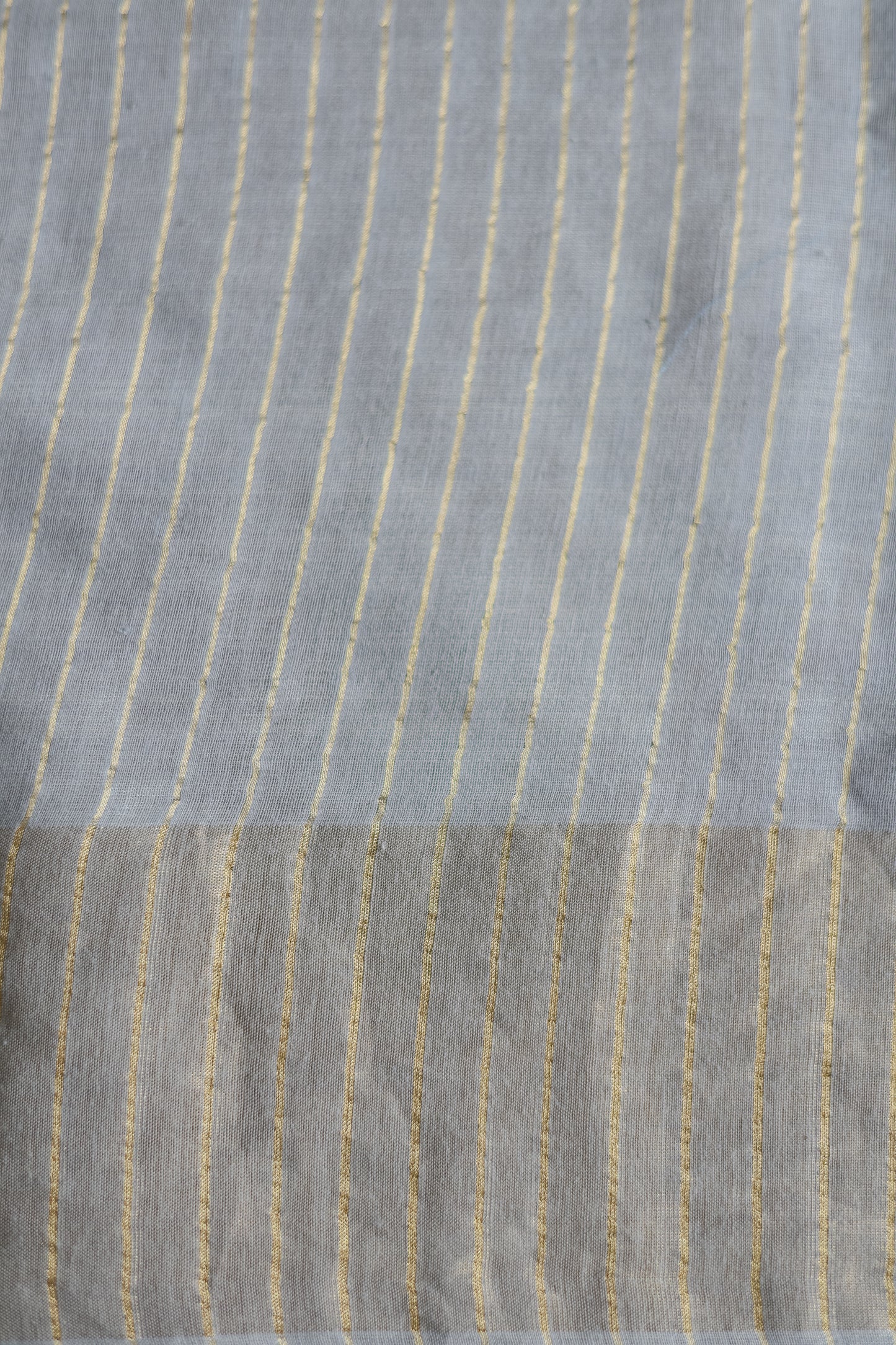 Light Grey Silk Cotton Plain Body with Zari Border Saree