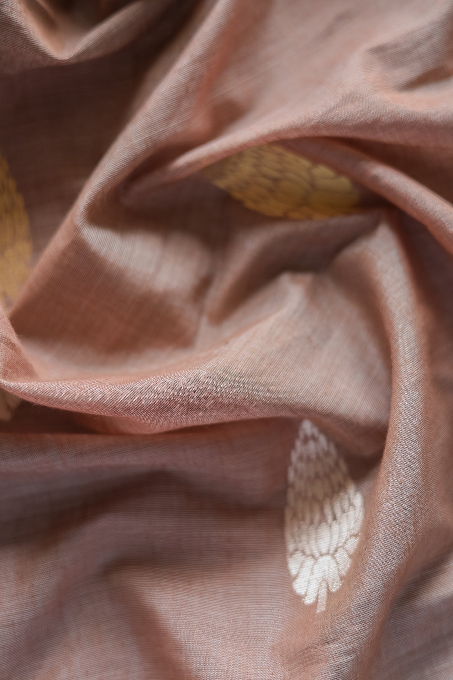 Light Brown Silk Cotton All over Flower Motif Saree