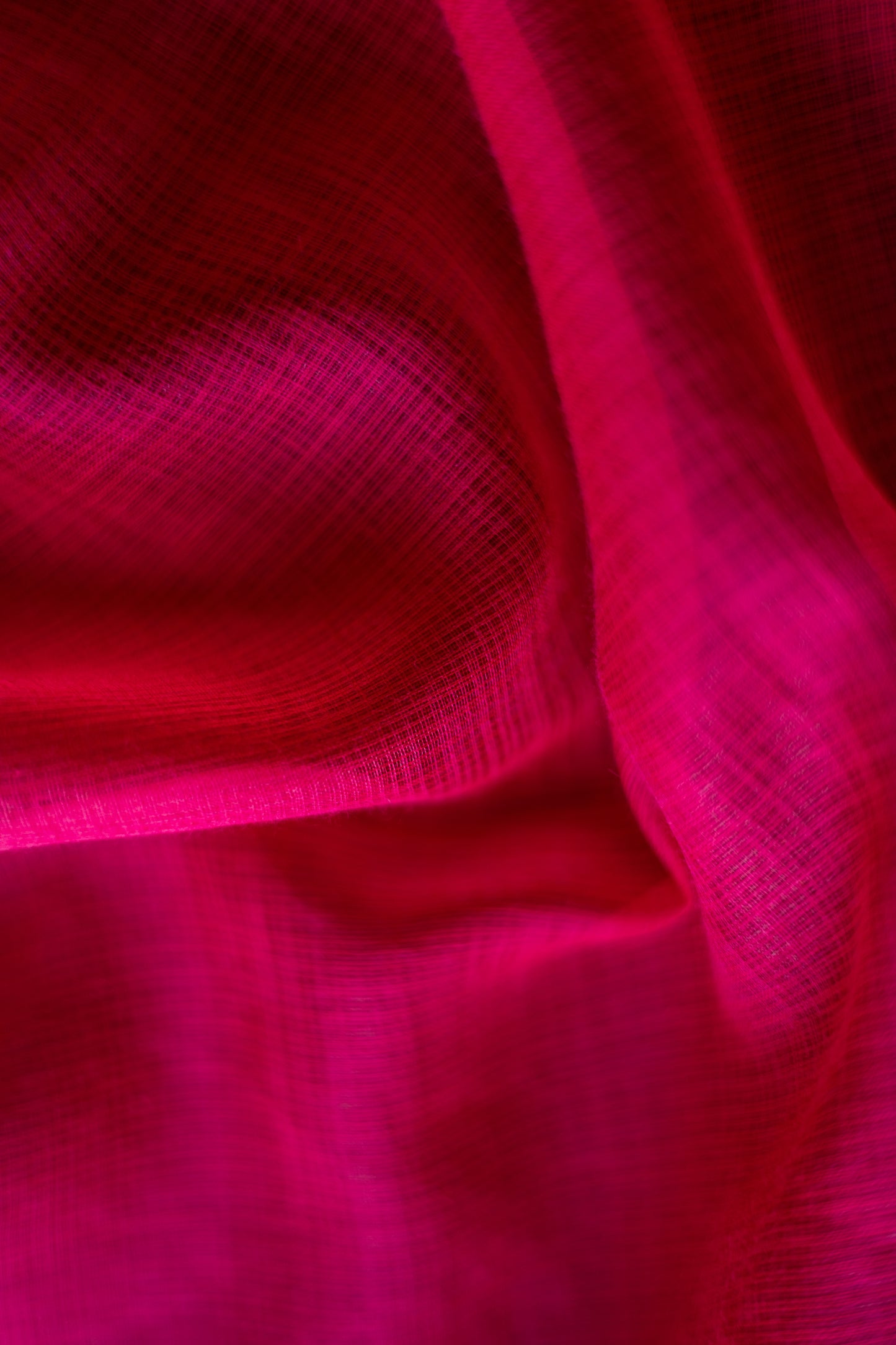 Bright Pink Silk Cotton with Kuchi Checks and Tussar Border Saree