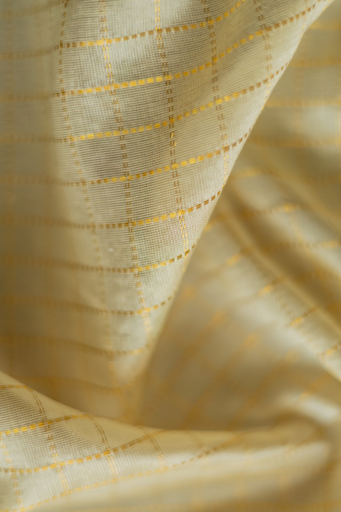 Off White Silk All Over Small Checks with Big Blue Border Saree