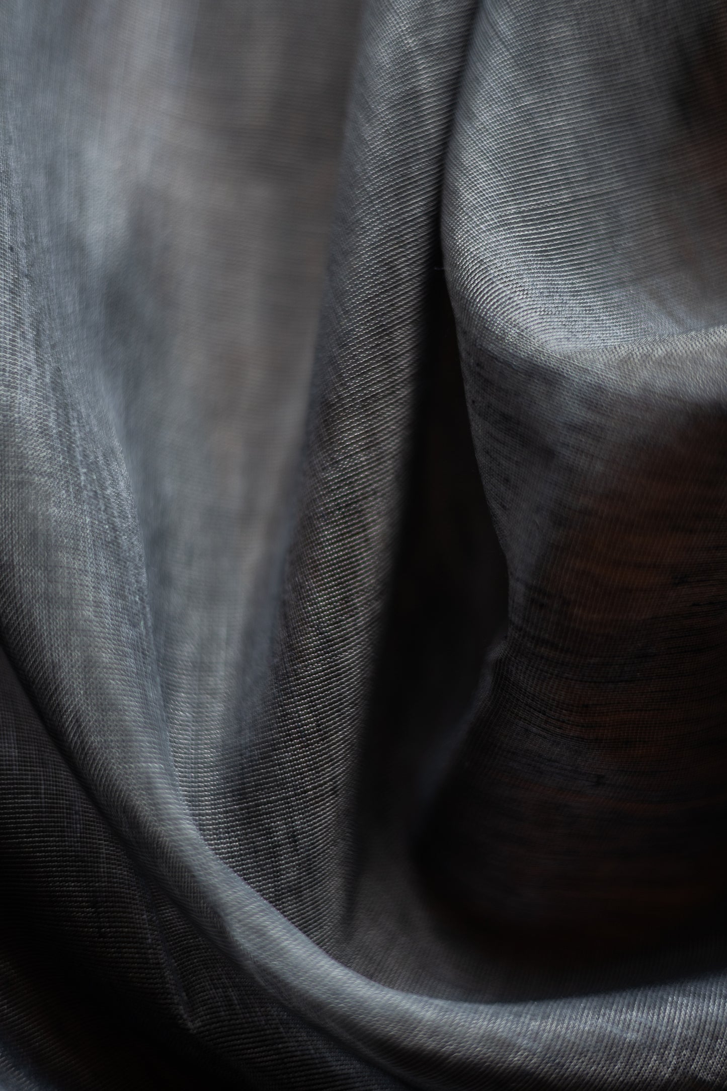 Black Linen Silk Cotton with Silver Stripes Pallu Saree